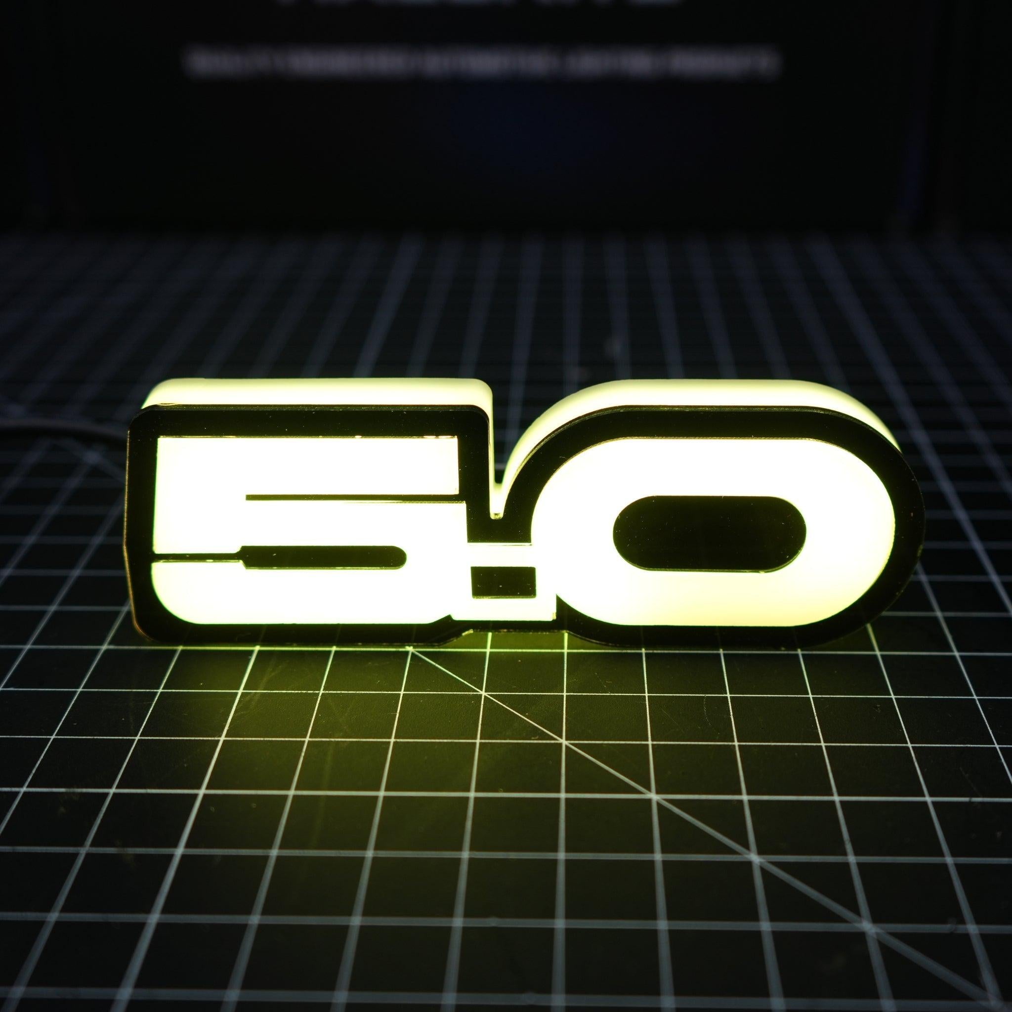5.0 LED Emblem Badge: Ford Mustang (Multicolor Flow) – Custom Multicolor LED Lighting by RGB Halo Kits