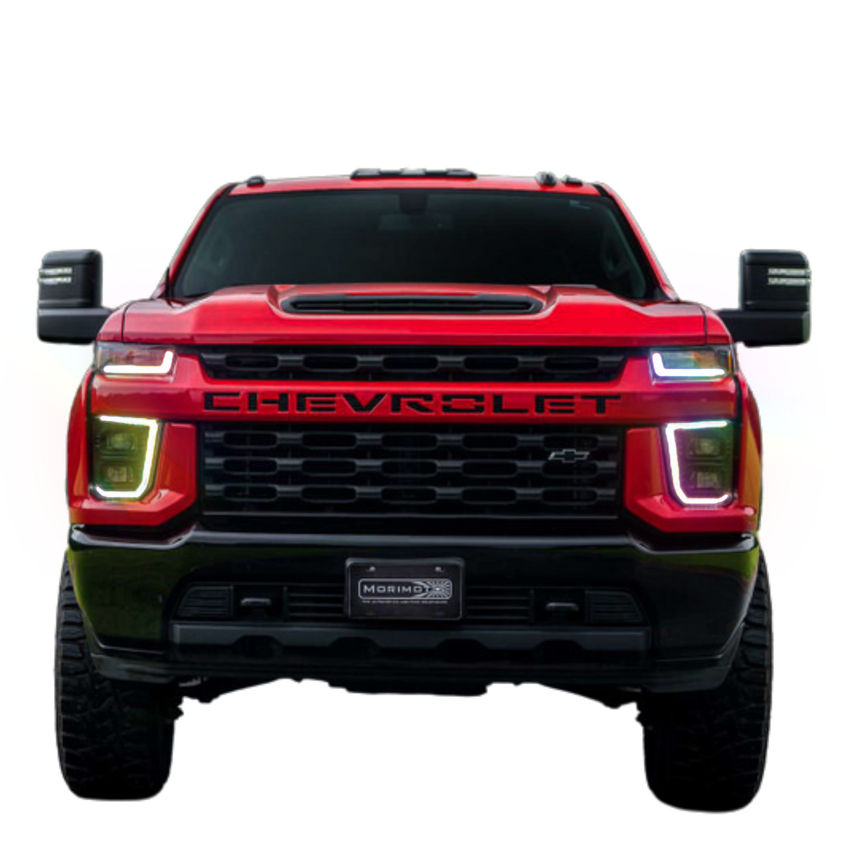 Chevrolet Silverado HD: Multicolor Flow Series Headlights + Demon Eyes (2020–2024) | XB Hybrid Morimoto – Custom Multicolor LED Lighting by RGB Halo Kits
