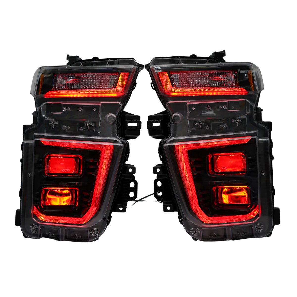 Chevrolet Silverado HD: Multicolor Flow Series Headlights + Demon Eyes (2020–2024) | XB Hybrid Morimoto – Custom Multicolor LED Lighting by RGB Halo Kits