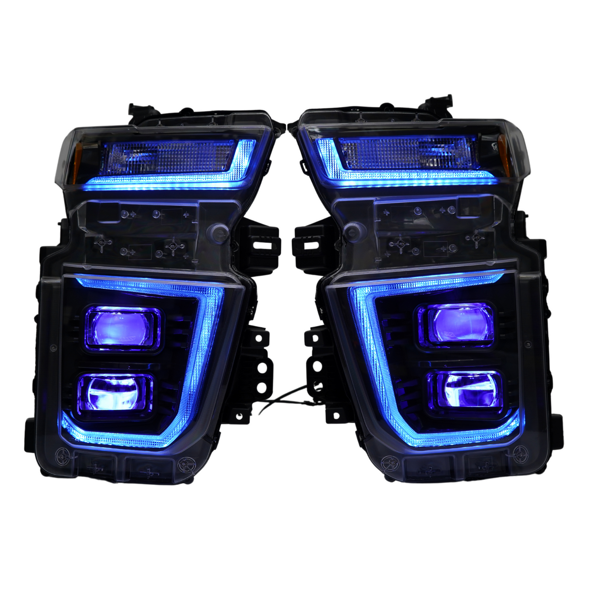 Chevrolet Silverado HD: Multicolor Flow Series Headlights + Demon Eyes (2020–2024) | XB Hybrid Morimoto – Custom Multicolor LED Lighting by RGB Halo Kits