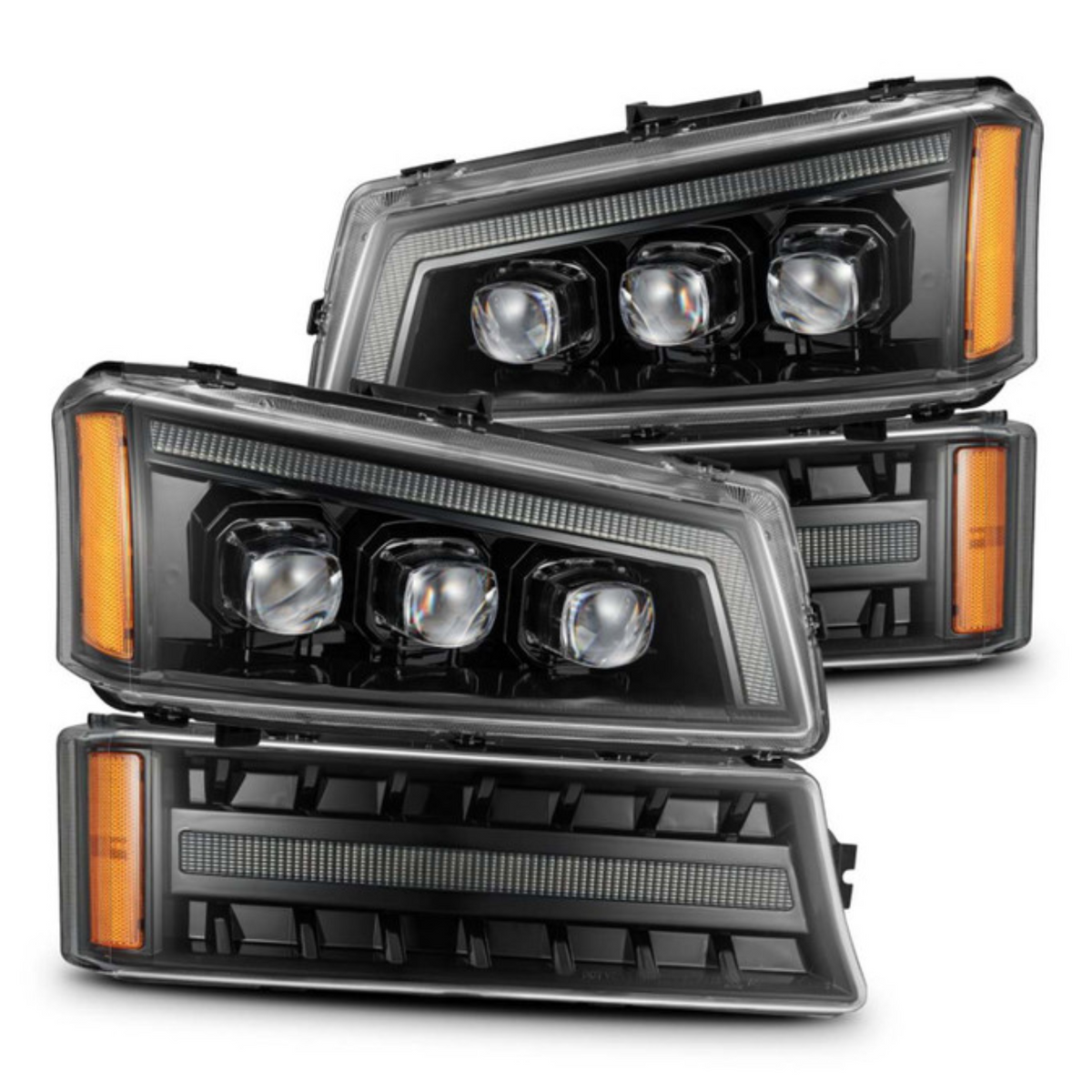 Chevrolet Silverado: Multicolor Flow Series Nova Alpha Black Headlights (2003-2006) | Alpharex – Custom Multicolor LED Lighting by RGB Halo Kits