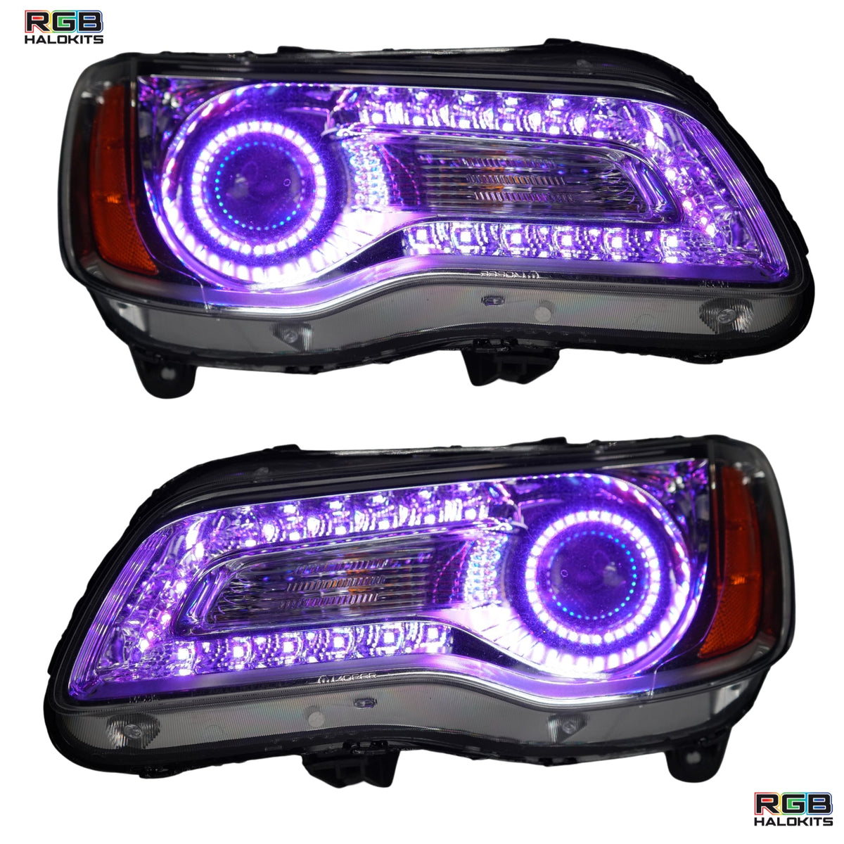 Chrysler 300: Multicolor Flow Series Headlights + Halos (2011-2023) – Custom Multicolor LED Lighting by RGB Halo Kits