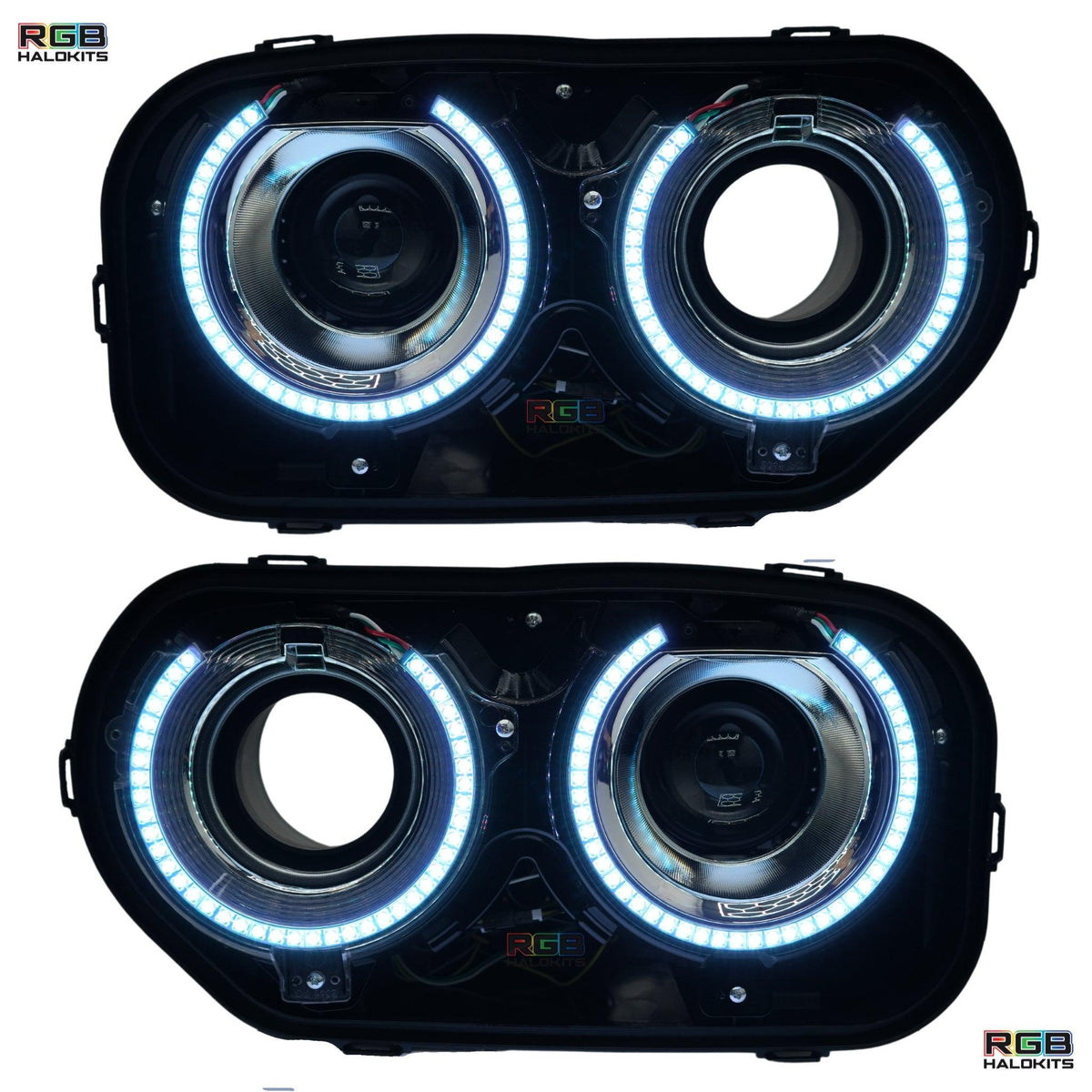 Dodge Challenger: Multicolor Headlights with RGBW Demon Eyes (2015-2023) – Custom Multicolor LED Lighting by RGB Halo Kits