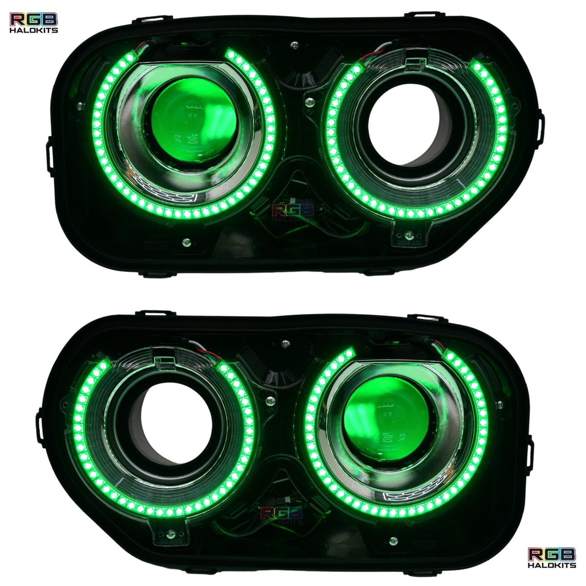 Dodge Challenger: Multicolor Headlights with RGBW Demon Eyes (2015-2023) – Custom Multicolor LED Lighting by RGB Halo Kits