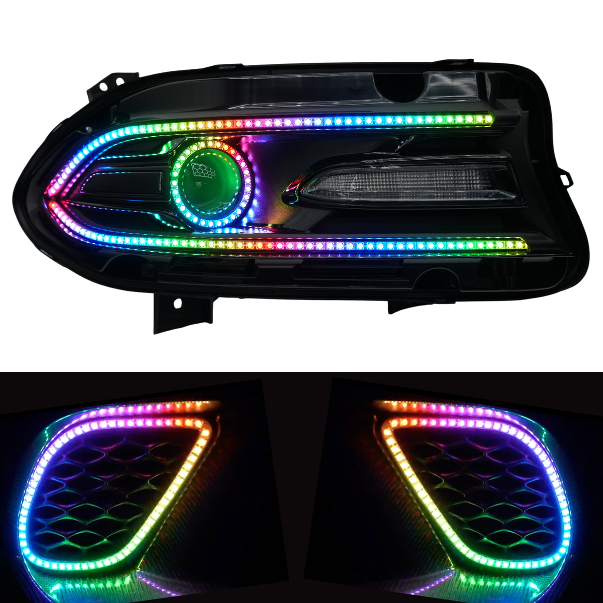 Dodge Charger Flow Series DRL Boards (2015-2023) – Custom Multicolor LED Lighting by RGB Halo Kits
