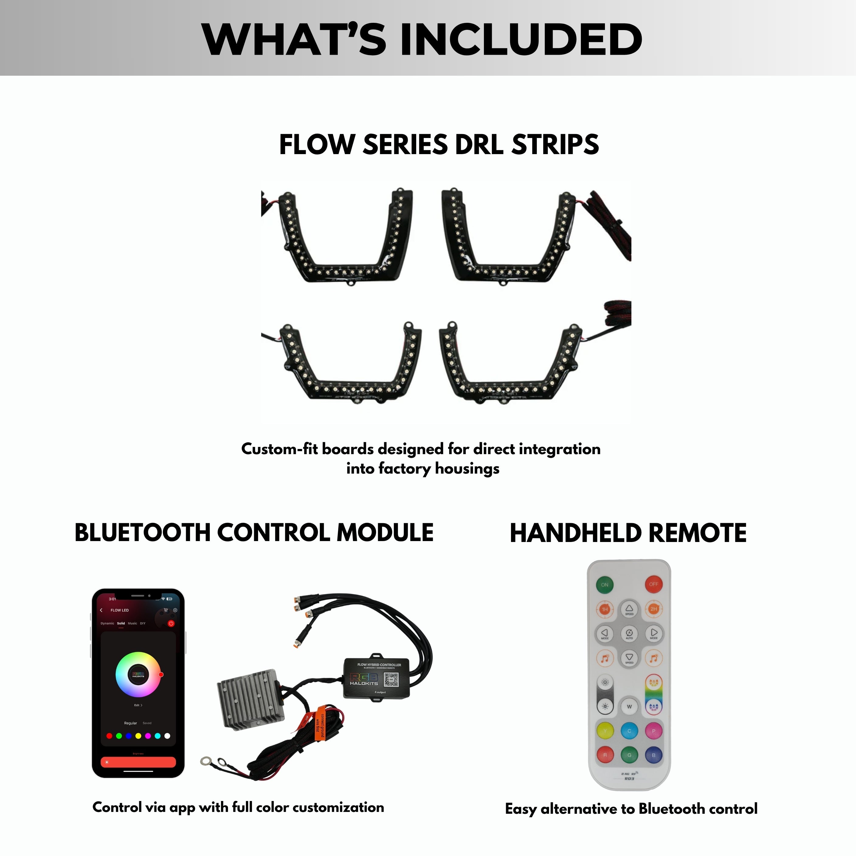 Dodge Charger Flow Series DRL Boards (for 2011-2014 Spec-D Headlights) – Custom Multicolor LED Lighting by RGB Halo Kits