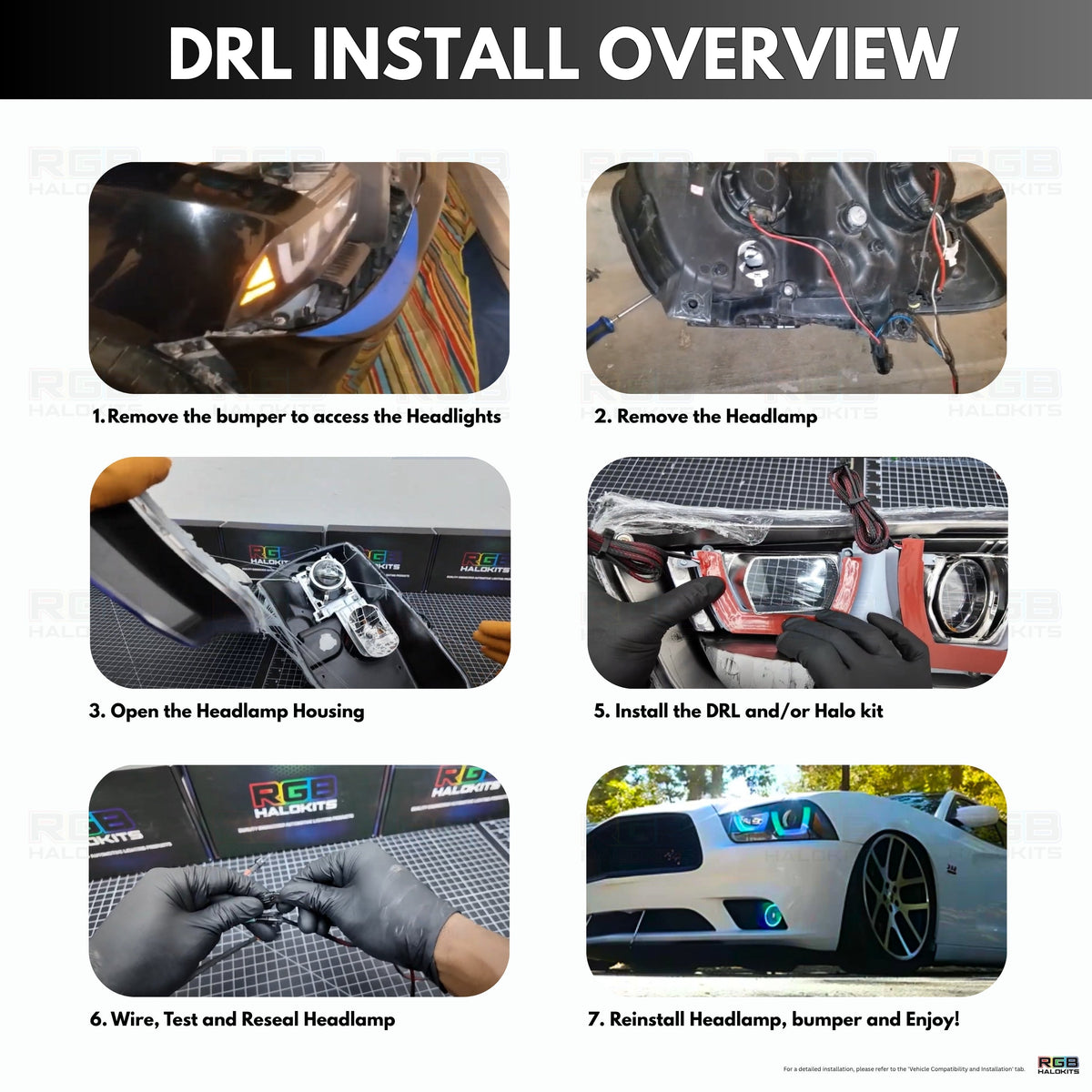 Dodge Charger Flow Series DRL Boards (for 2011-2014 Spec-D Headlights) – Custom Multicolor LED Lighting by RGB Halo Kits