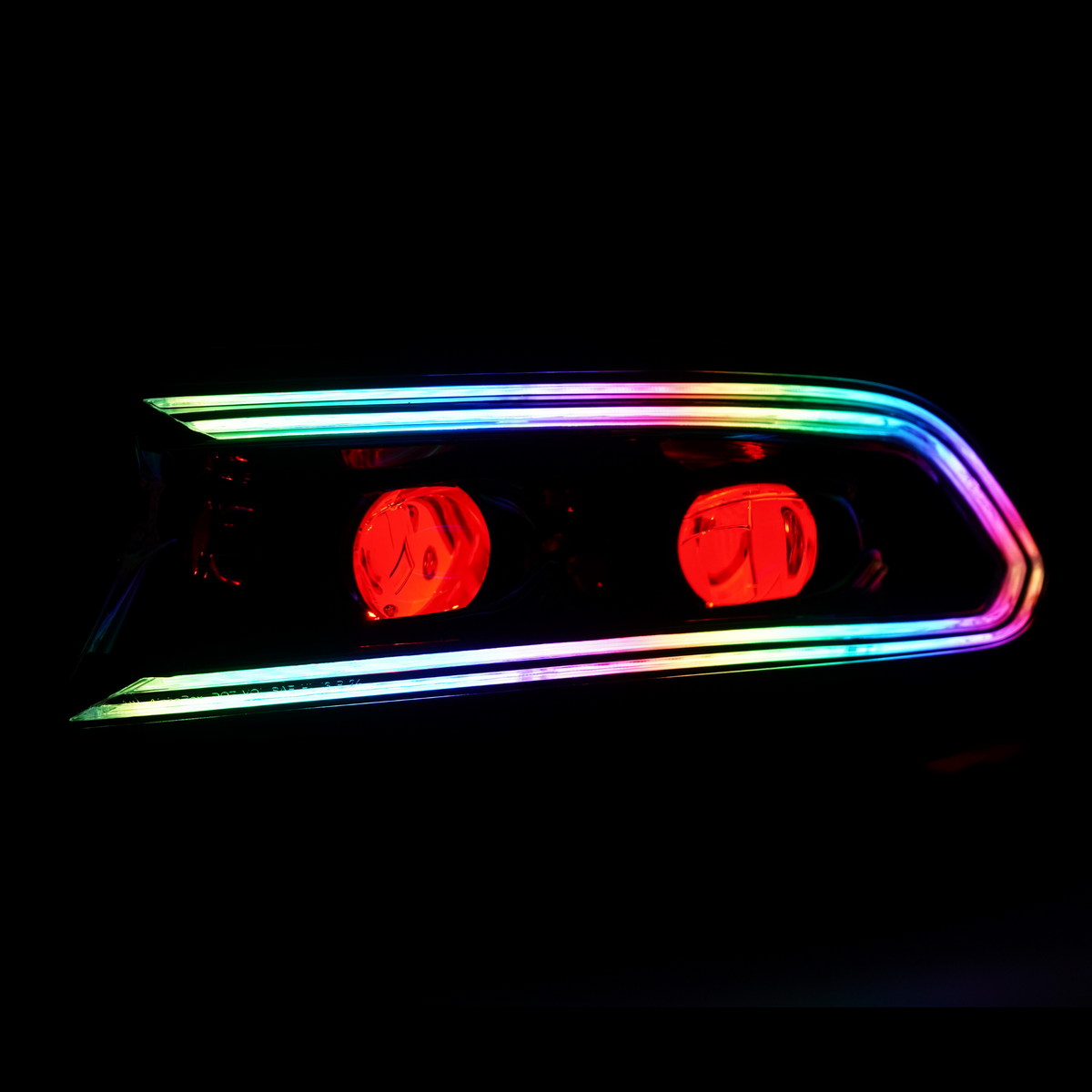 Dodge Charger: Multicolor Flow Series LUXX-Series LED Projector Headlights + Demon Eyes (2015–2023) – Custom Multicolor LED Lighting by RGB Halo Kits