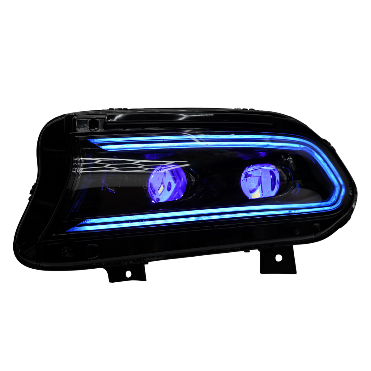 Dodge Charger: Multicolor Flow Series LUXX-Series LED Projector Headlights + Demon Eyes (2015–2023) – Custom Multicolor LED Lighting by RGB Halo Kits