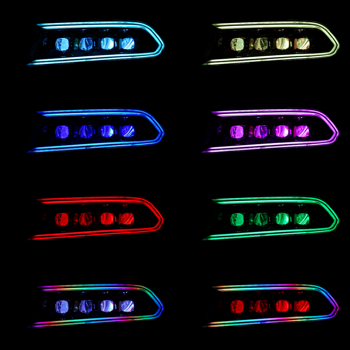 Dodge Charger: Multicolor Flow Series NOVA Headlights + Demon Eyes (2015–2023) – Custom Multicolor LED Lighting by RGB Halo Kits