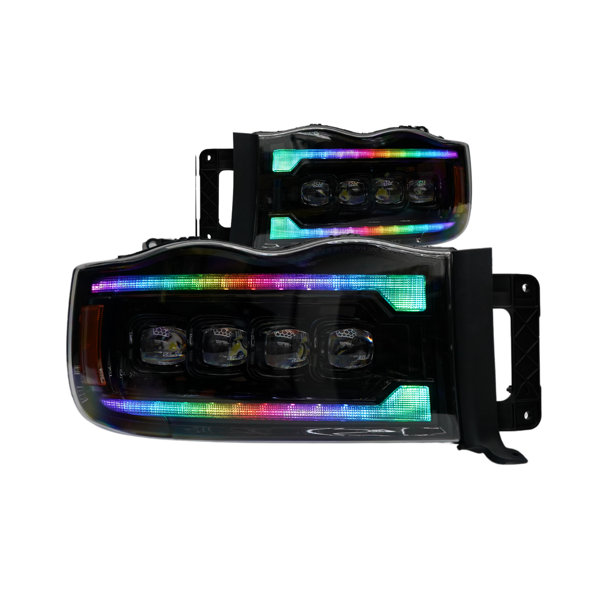 Dodge Ram HD: Multicolor Flow Series NOVA Headlights (2002-2005) – Custom Multicolor LED Lighting by RGB Halo Kits