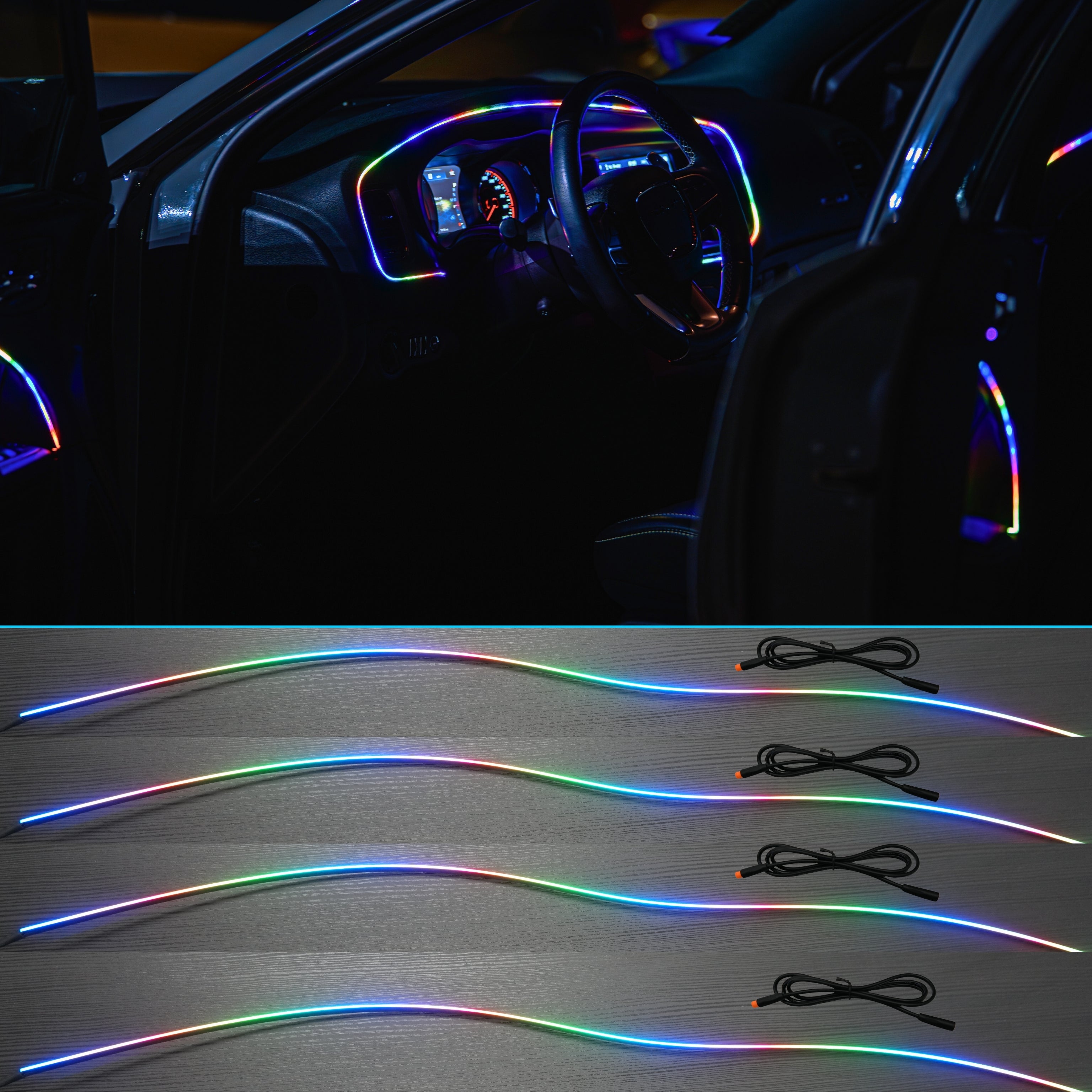 Flow Series Interior Trim Fiber optic Light Kit | 2–8pc Custom Setup – Custom Multicolor LED Lighting by RGB Halo Kits