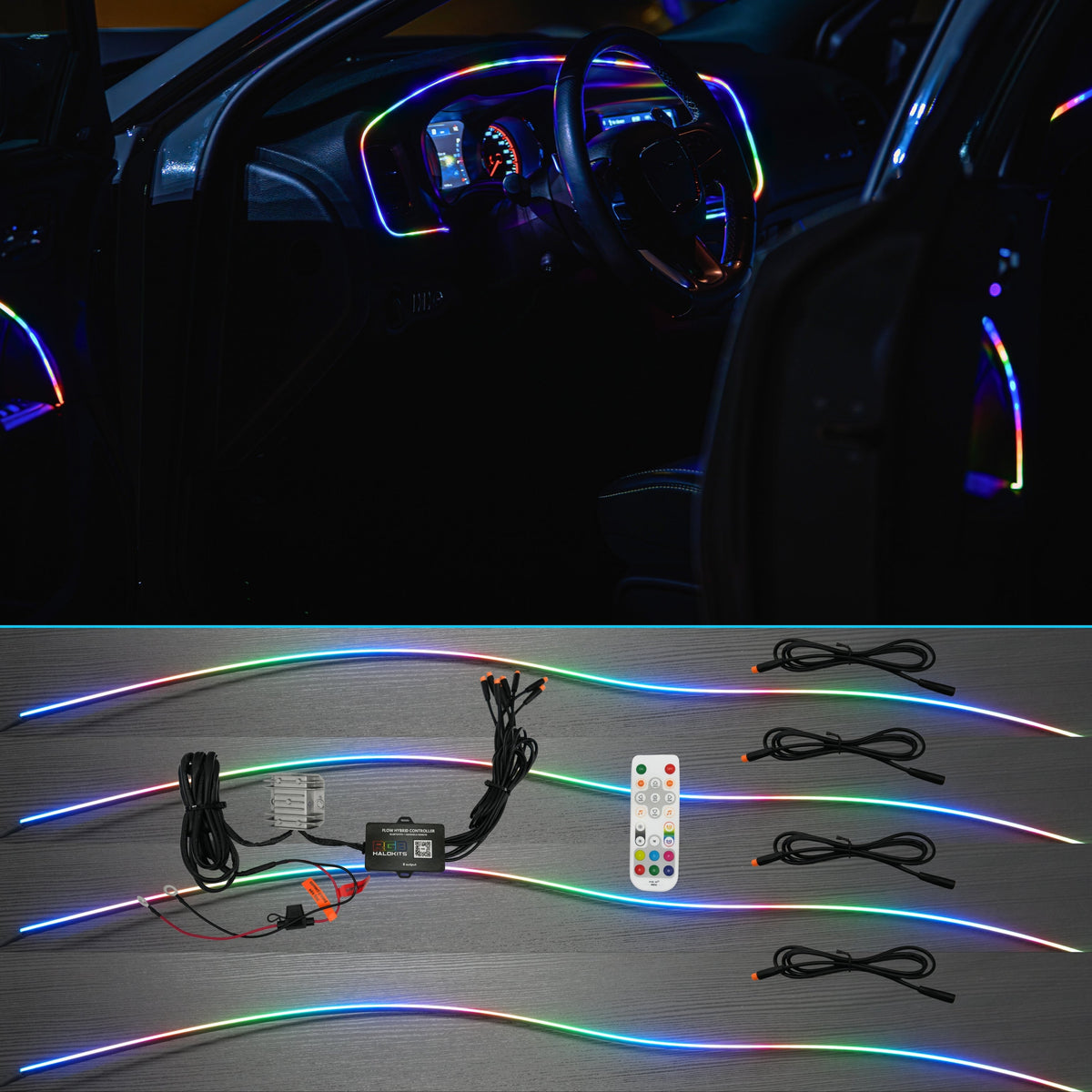 Flow Series Interior Trim Fiber optic Light Kit | 2–8pc Custom Setup – Custom Multicolor LED Lighting by RGB Halo Kits