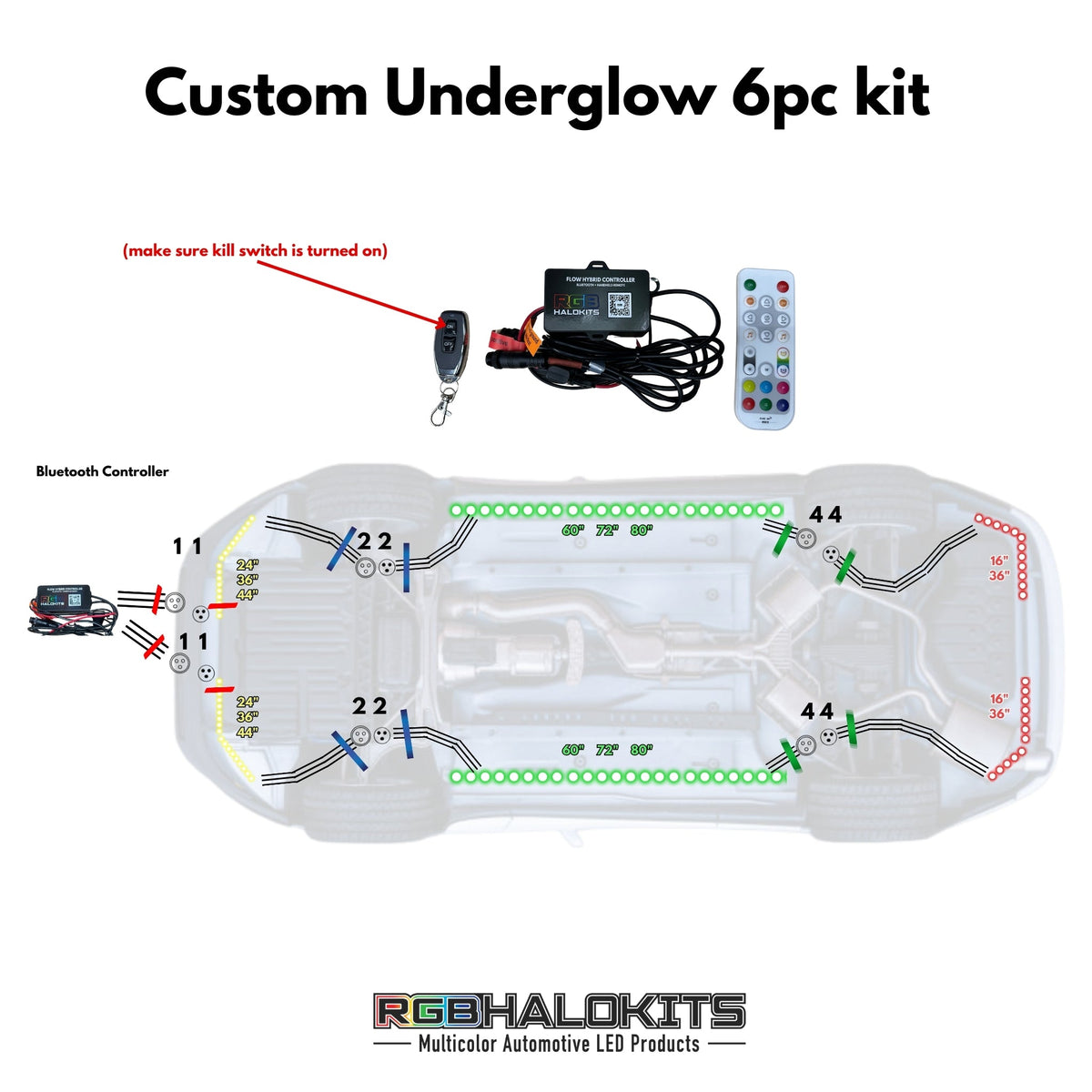 Flow Series LED Underglow Lighting Kit 3.0 | Custom 6pc | Flexible – Custom Multicolor LED Lighting by RGB Halo Kits