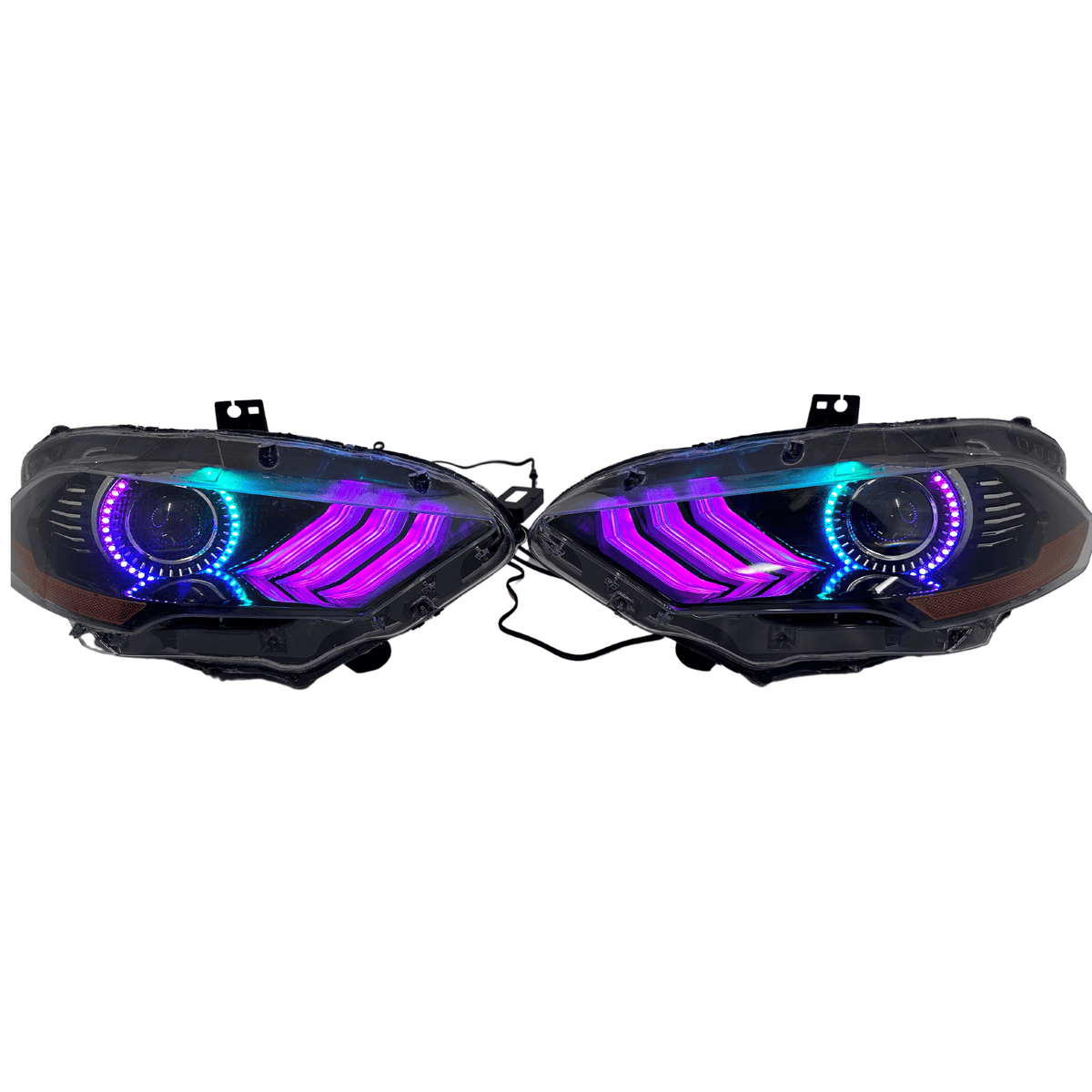 (2018-2023) Ford Mustang: Multicolor Flow Headlights w/ Halos – Custom Multicolor LED Lighting by RGB Halo Kits