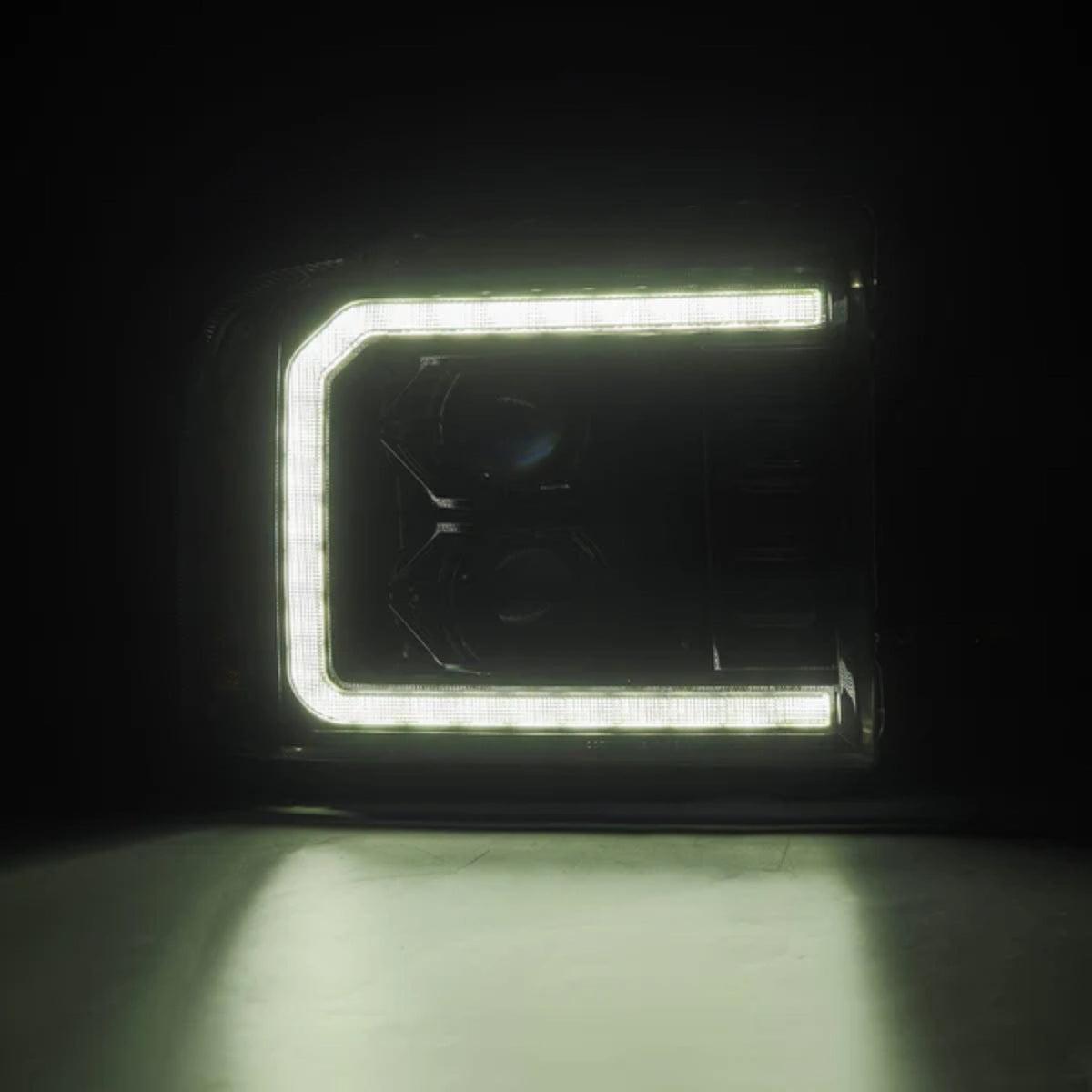 Ford Super Duty/Excursion: Multicolor Flow Series Alphablack Headlights (2005-2007) | Alpharex – Custom Multicolor LED Lighting by RGB Halo Kits