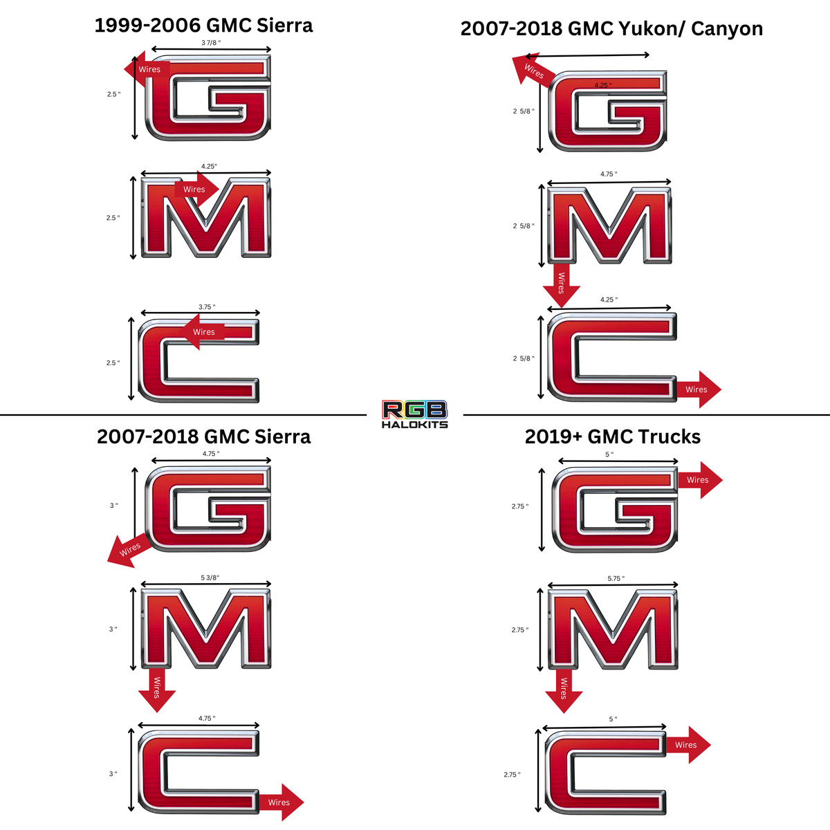 GMC LED Emblem: Multicolor (1999-2026) – Custom Multicolor LED Lighting by RGB Halo Kits