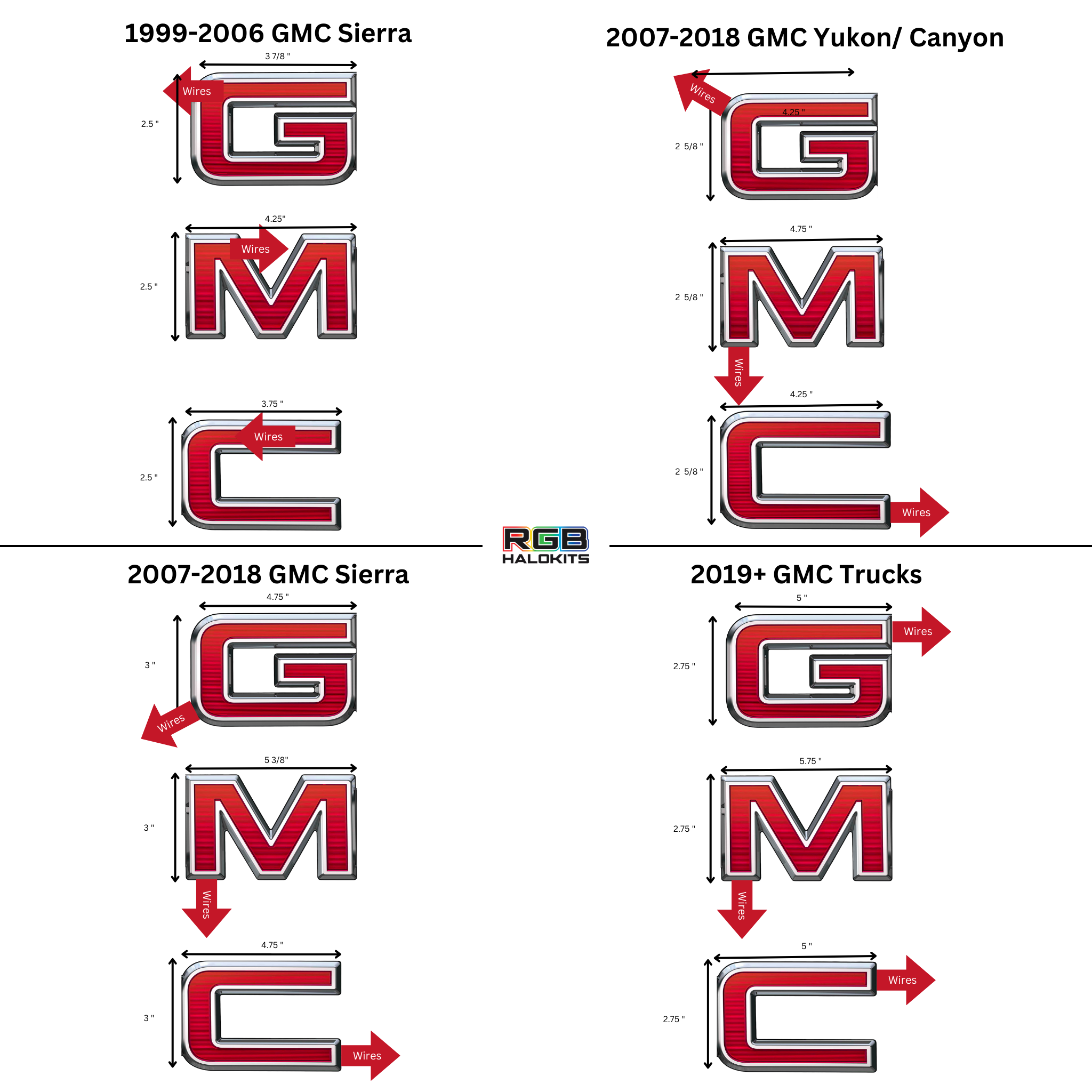 GMC LED Emblem: Multicolor (1999-2026) – Custom Multicolor LED Lighting by RGB Halo Kits