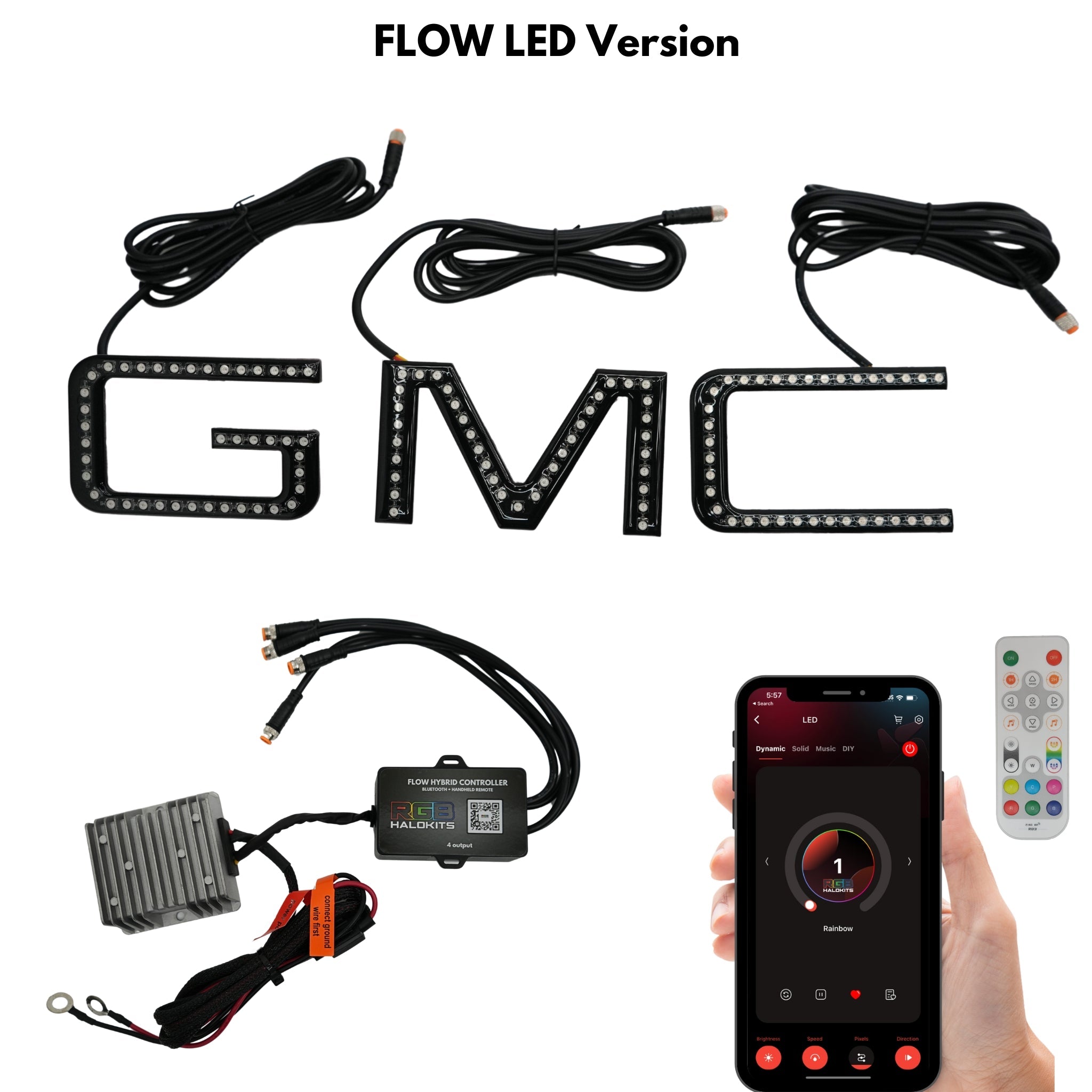 GMC LED Emblem: Multicolor (1999-2026) – Custom Multicolor LED Lighting by RGB Halo Kits