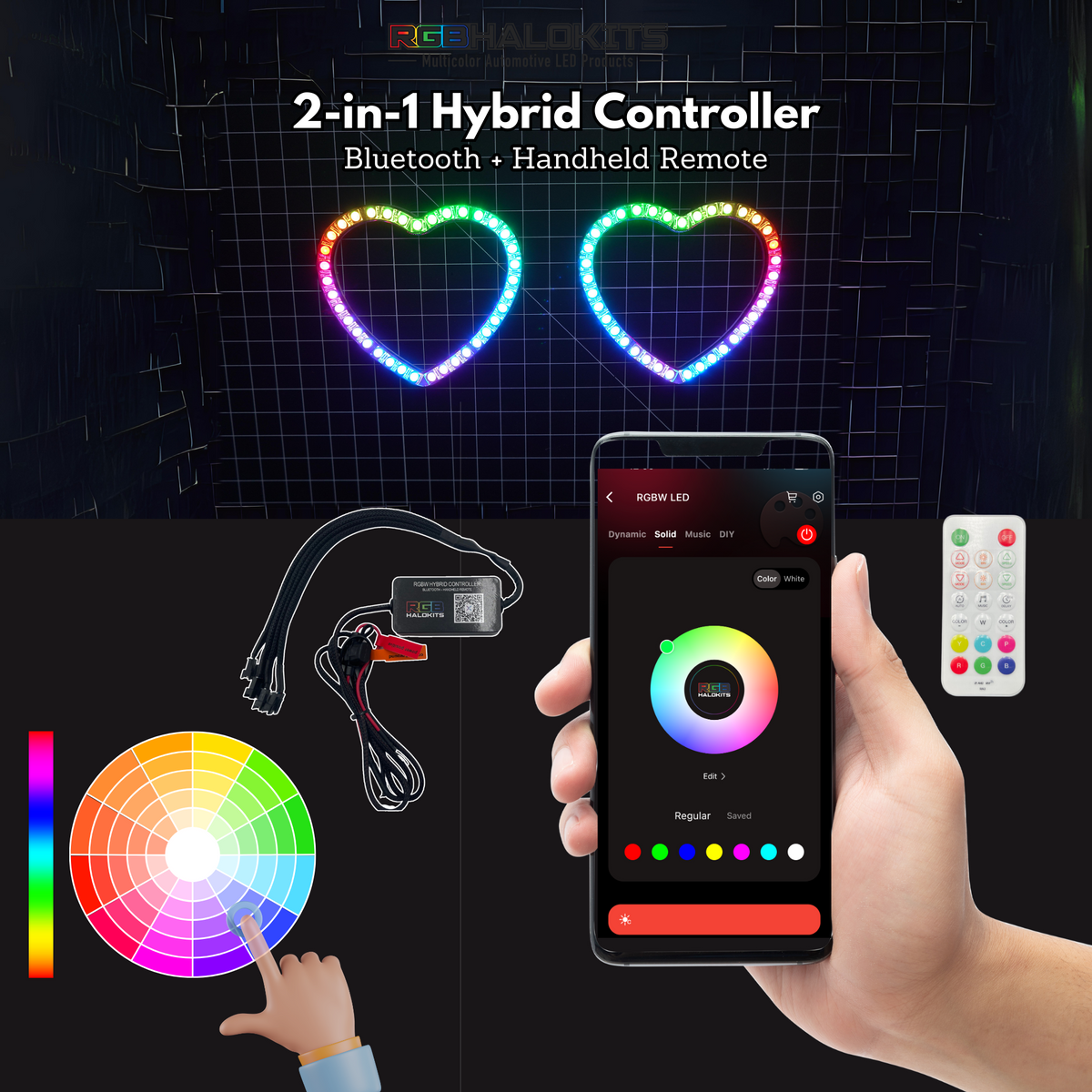 Heart Halo Rings | Multicolor Flow Series – Custom Multicolor LED Lighting by RGB Halo Kits