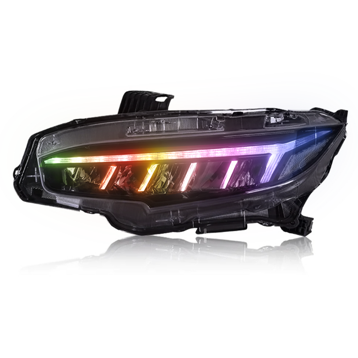 Honda Civic: Multicolor Flow Series Headlights (2016-2021) – Custom Multicolor LED Lighting by RGB Halo Kits