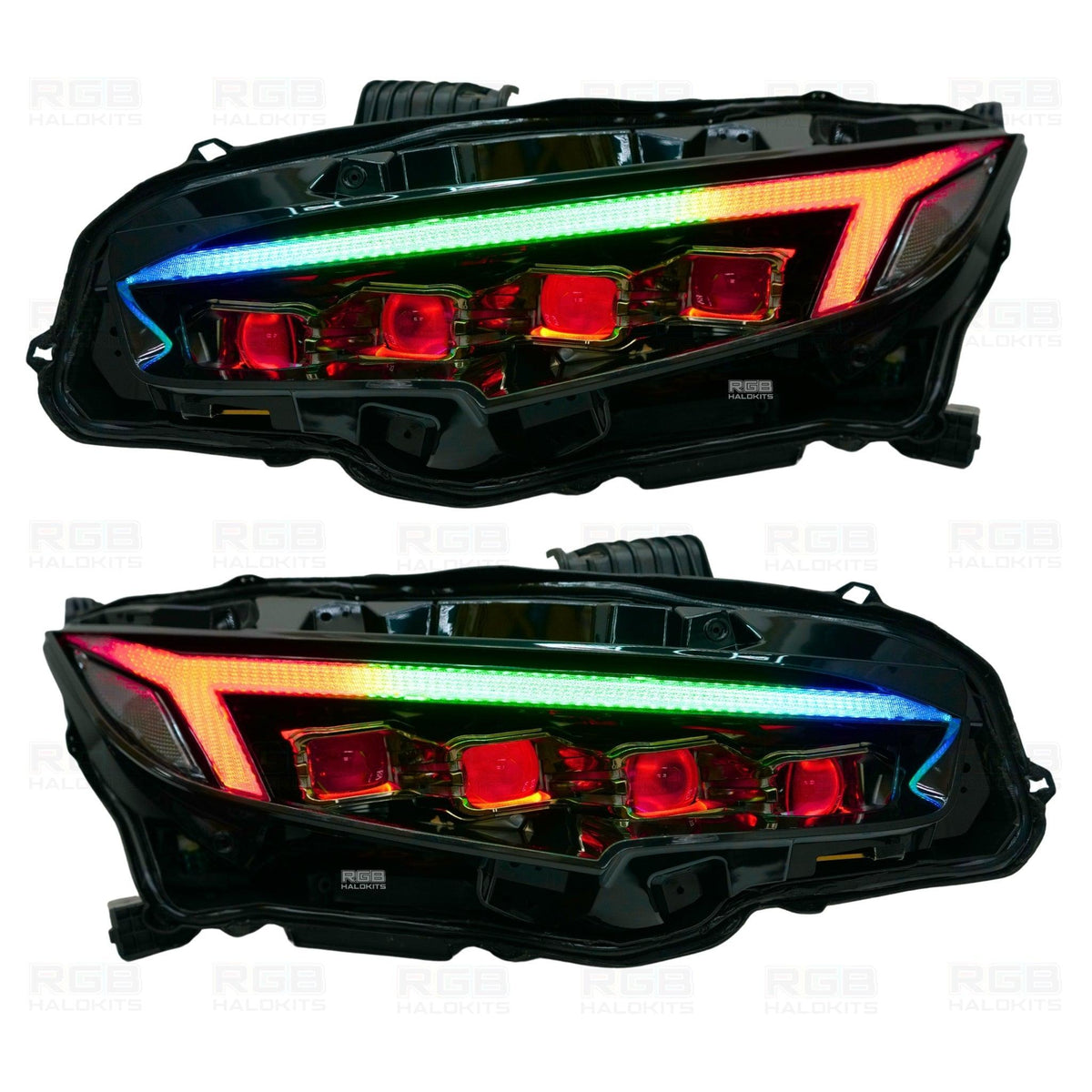 Honda Civic: Multicolor Flow Series LED Headlights (2016-2021) | XB Morimoto – Custom Multicolor LED Lighting by RGB Halo Kits