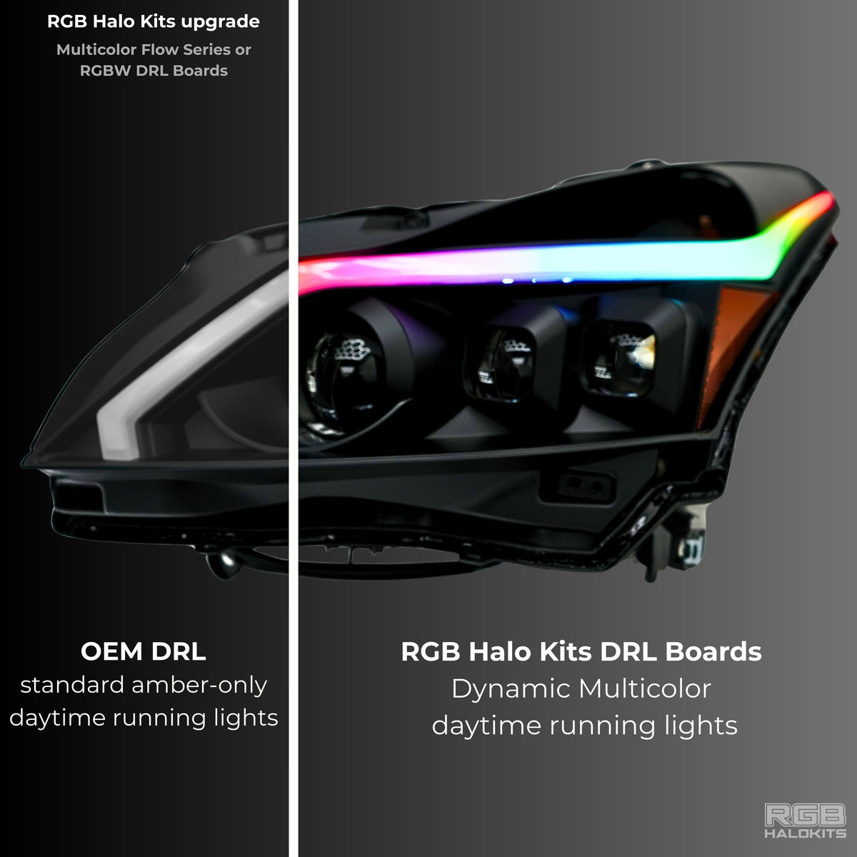 (2010-2013) Infiniti G37 Multicolor Flow DRL Boards (for Spyder Headlights only) – Custom Multicolor LED Lighting by RGB Halo Kits