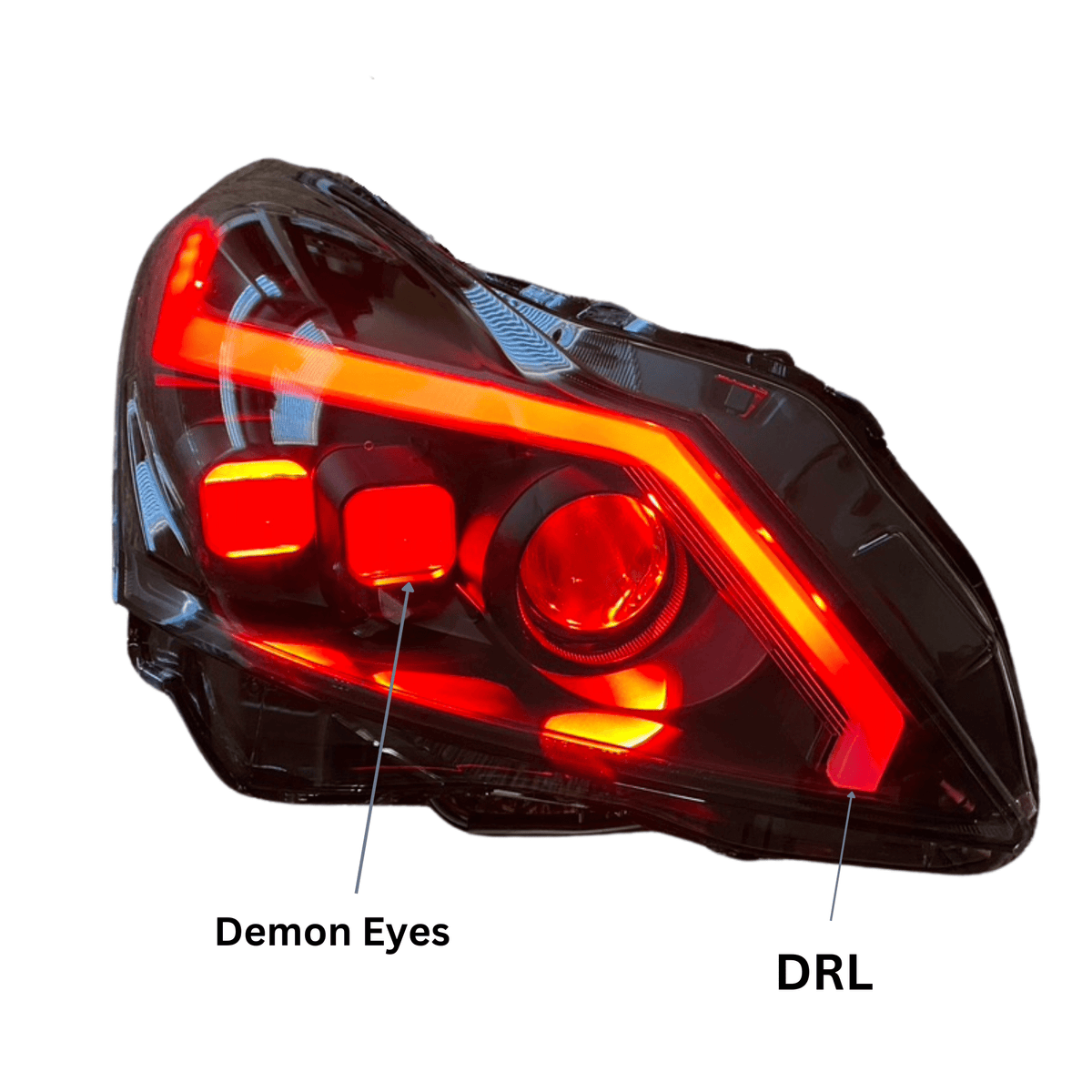 Infiniti G37: Multicolor Flow Series Headlights (2010-2013) – Custom Multicolor LED Lighting by RGB Halo Kits