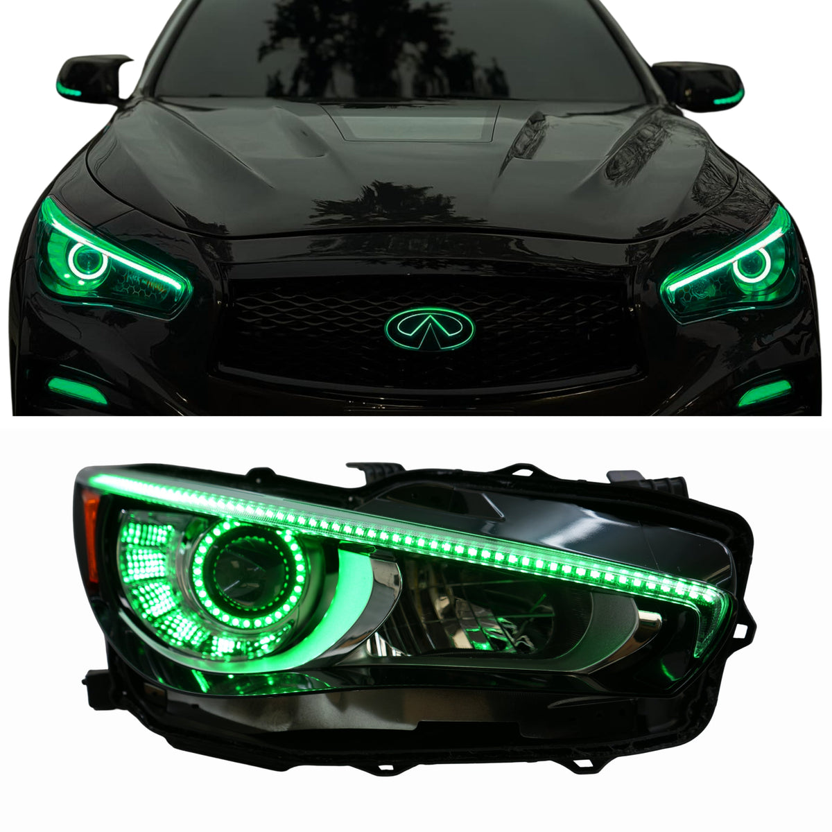 Infiniti Q50 Multicolor Flow DRL Boards (2014-2024) – Custom Multicolor LED Lighting by RGB Halo Kits