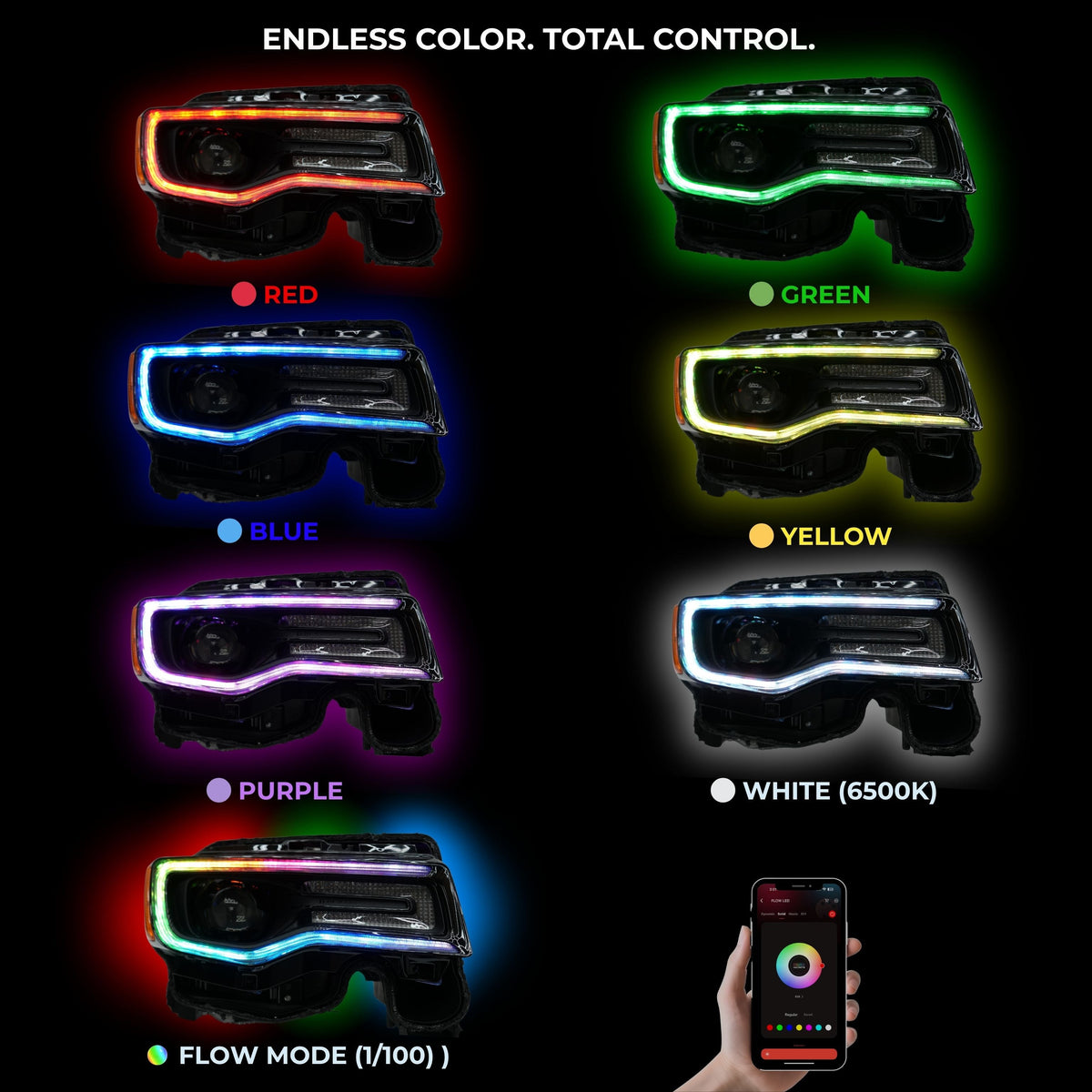 Jeep Grand Cherokee Multicolor DRL Boards (2014-2021) – Custom Multicolor LED Lighting by RGB Halo Kits