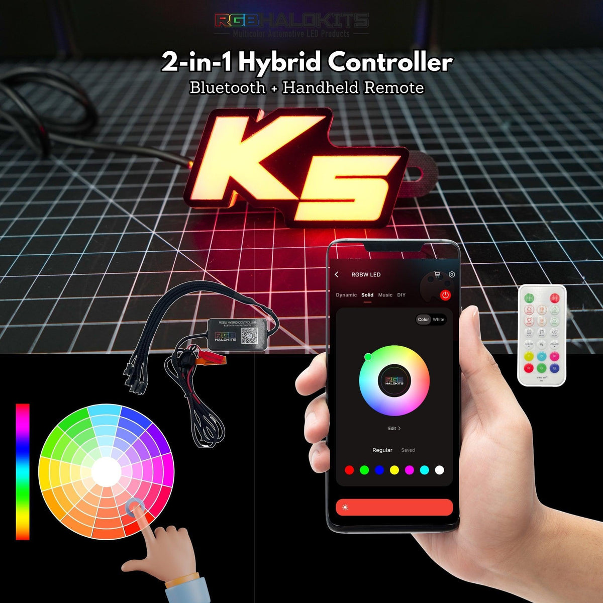 Kia K5 LED Badge: (Multicolor Flow) – Custom Multicolor LED Lighting by RGB Halo Kits
