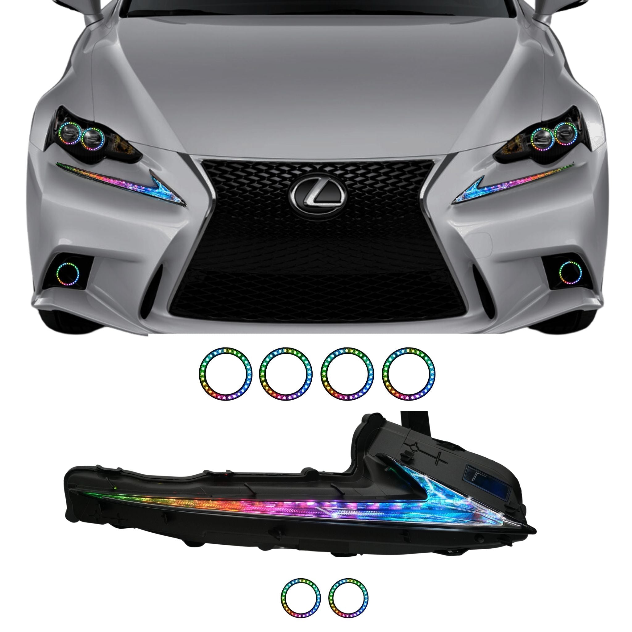 Lexus IS Multicolor Flow Series DRL Boards (2014-2020) – Custom Multicolor LED Lighting by RGB Halo Kits