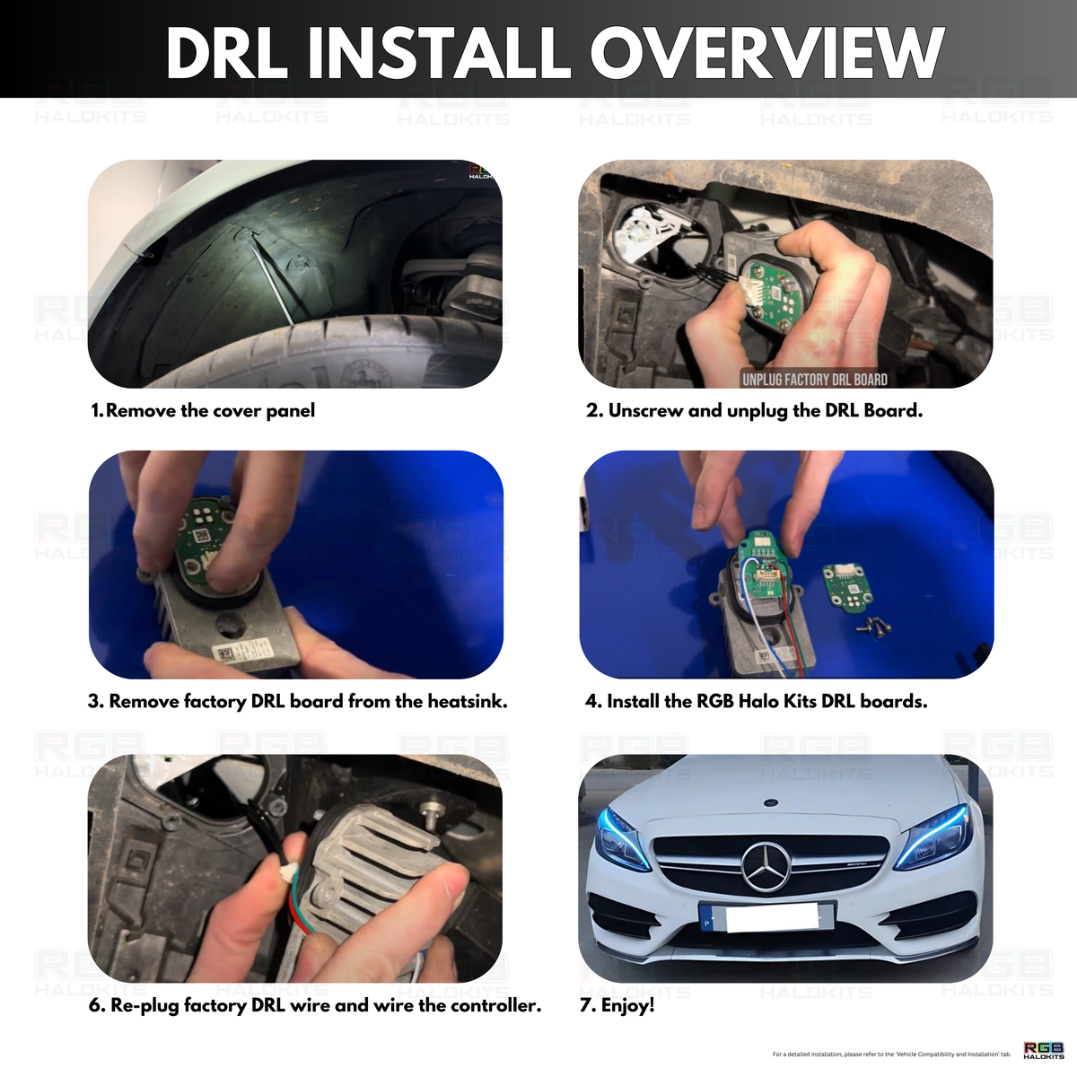 Mercedes Benz C-Class RGBW Multicolor DRL Boards (2015-2023) – Custom Multicolor LED Lighting by RGB Halo Kits