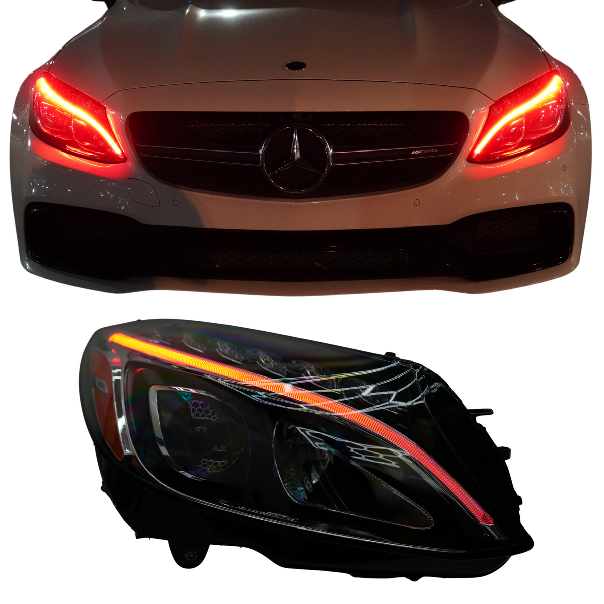 Mercedes Benz C-Class RGBW Multicolor DRL Boards (2015-2023) – Custom Multicolor LED Lighting by RGB Halo Kits