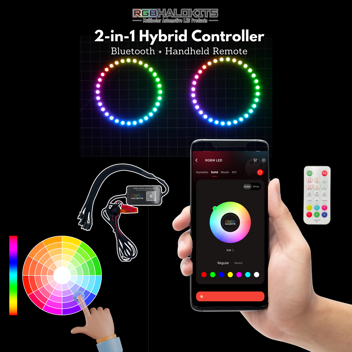 Multicolor LED Halo Rings | choose size – Custom Multicolor LED Lighting by RGB Halo Kits