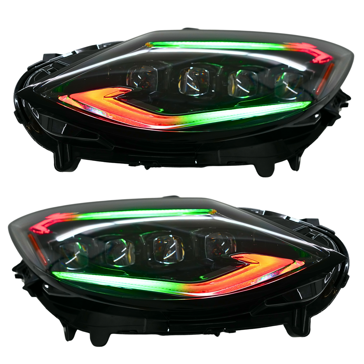 Nissan Z: Multicolor Flow Series Alphablack Nova-series Headlights (2023-2025) | Alpharex – Custom Multicolor LED Lighting by RGB Halo Kits