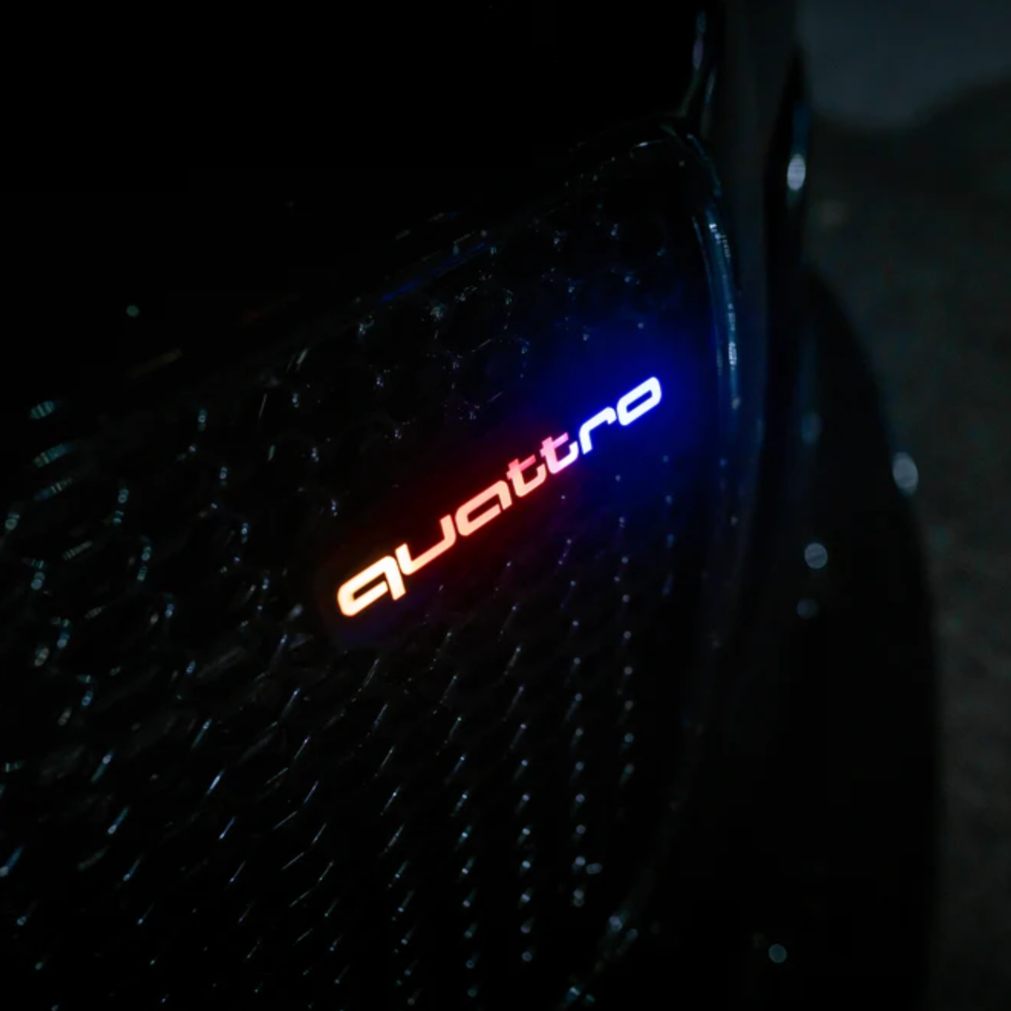 Quattro : Illuminated Multicolor Flow LED Badge | Lit Logos – Custom Multicolor LED Lighting by RGB Halo Kits