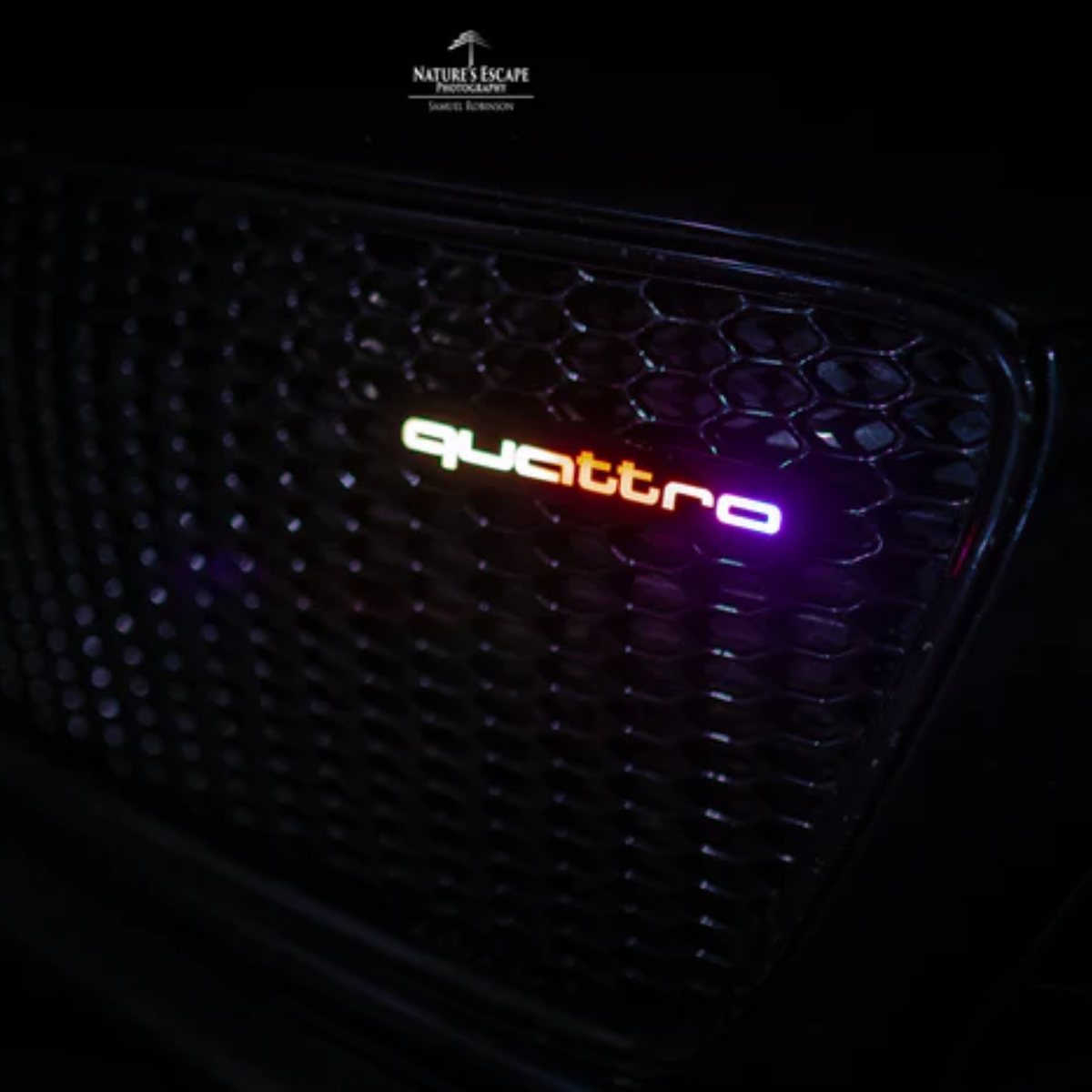 Quattro : Illuminated Multicolor Flow LED Badge | Lit Logos – Custom Multicolor LED Lighting by RGB Halo Kits