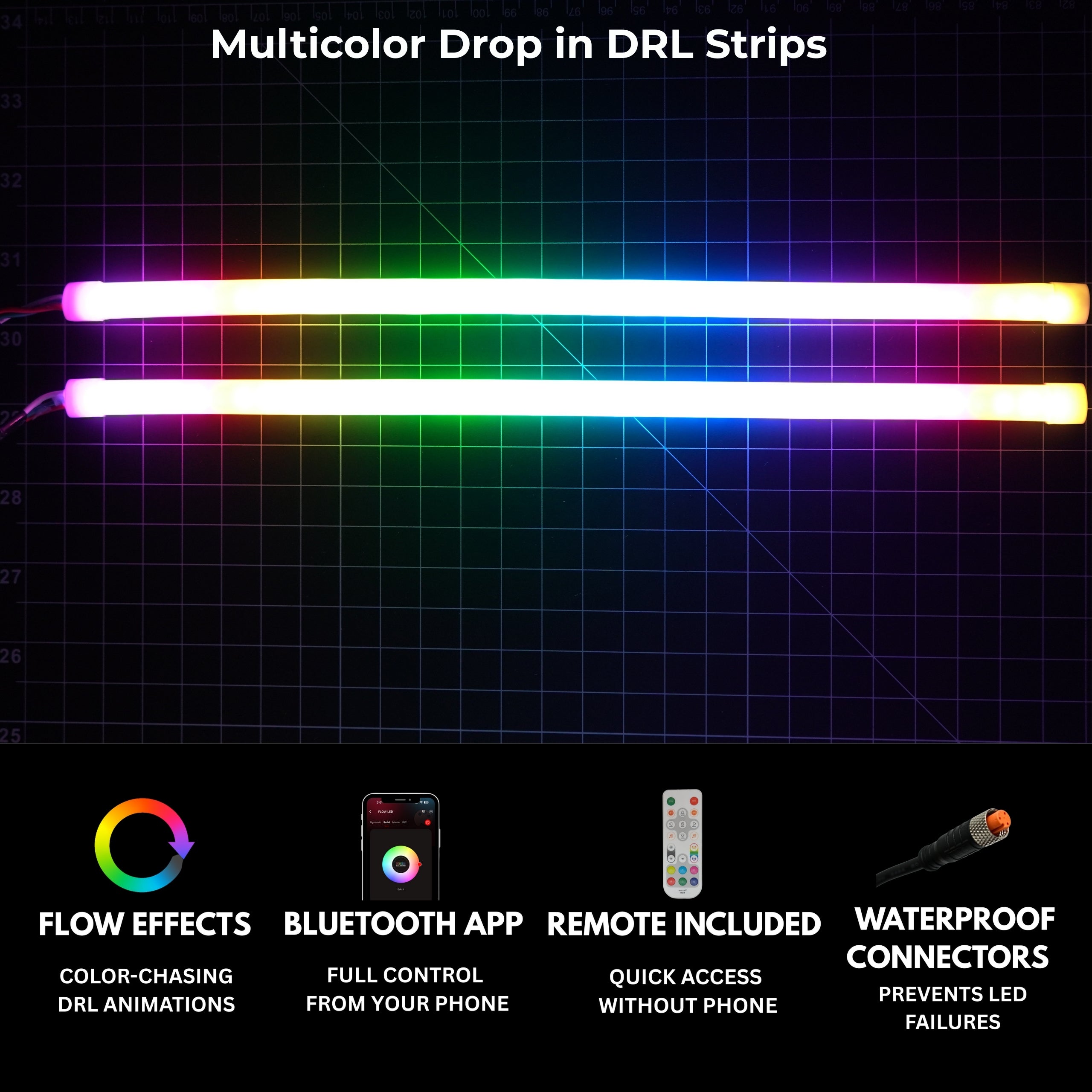 Ram 1500 (Mid-Level Trim) Multicolor DRL Boards (2019-2024) – Custom Multicolor LED Lighting by RGB Halo Kits