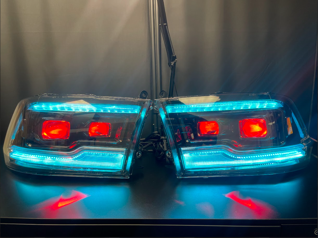 Ram 1500 / HD: Multicolor Flow Series Headlights w/ Demon eyes (2009-2024) | XB Morimoto – Custom Multicolor LED Lighting by RGB Halo Kits