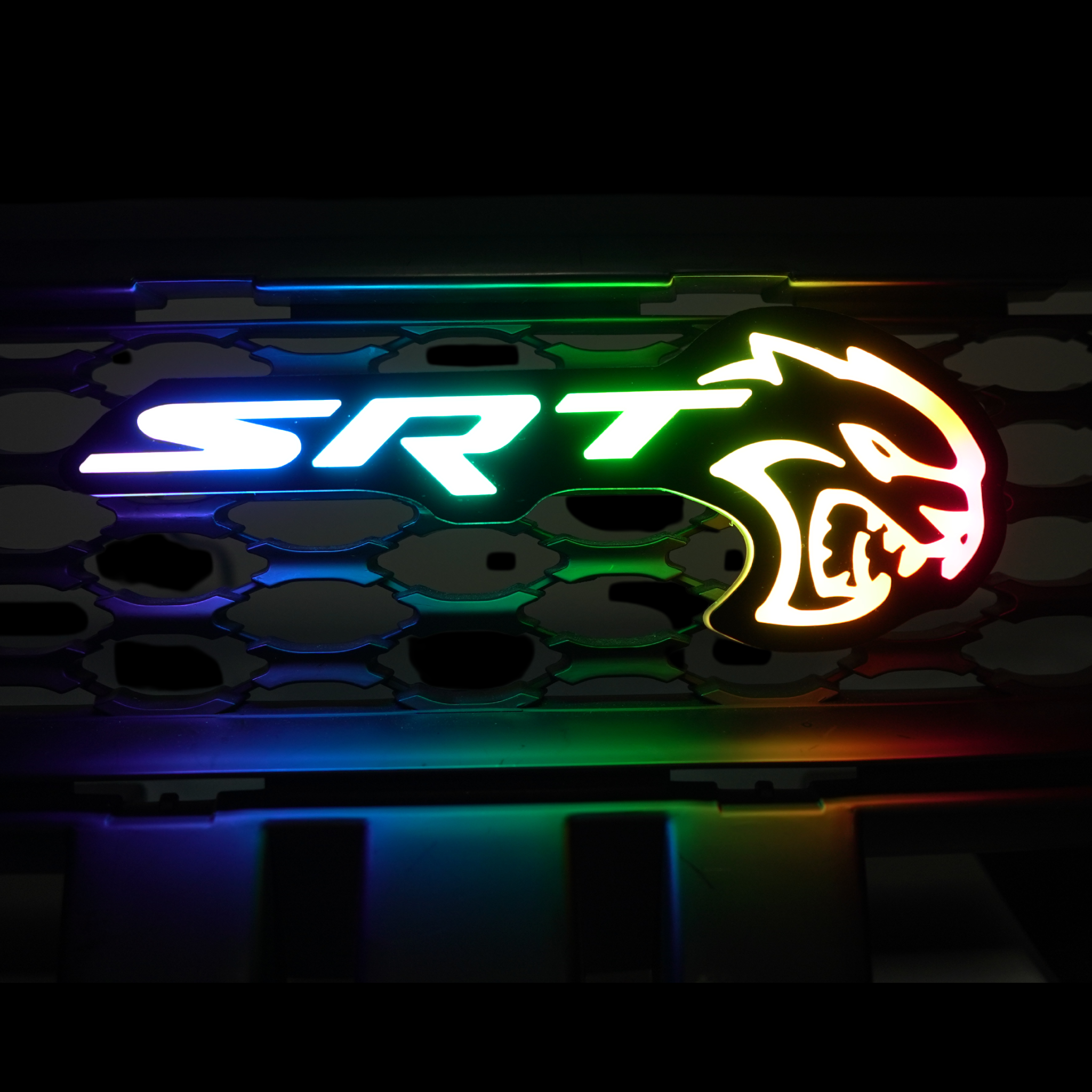 SRT Hellcat LED Emblem Badge: (Multicolor) – Custom Multicolor LED Lighting by RGB Halo Kits