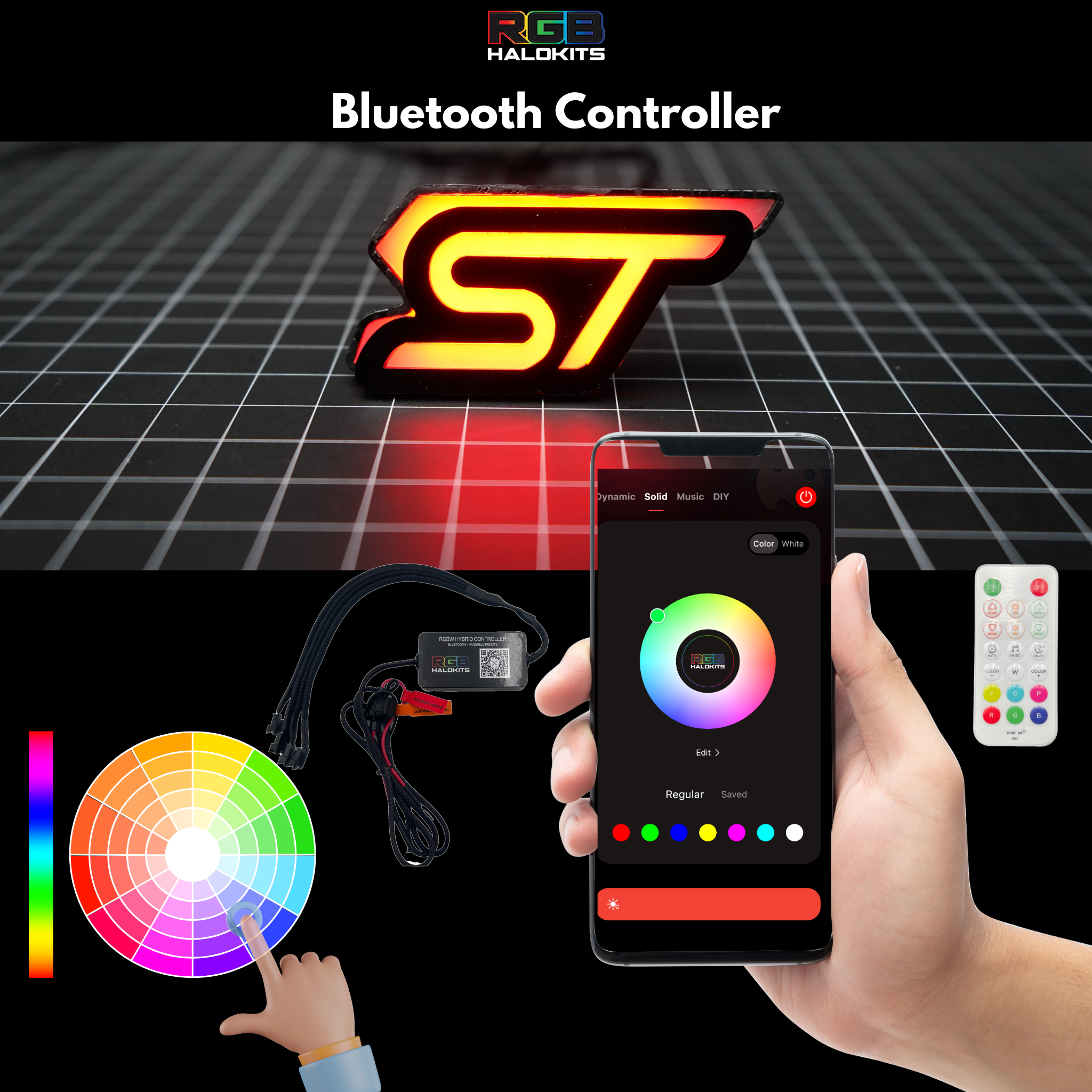 ST : Illuminated Multicolor Flow LED Badge | Lit Logos – Custom Multicolor LED Lighting by RGB Halo Kits