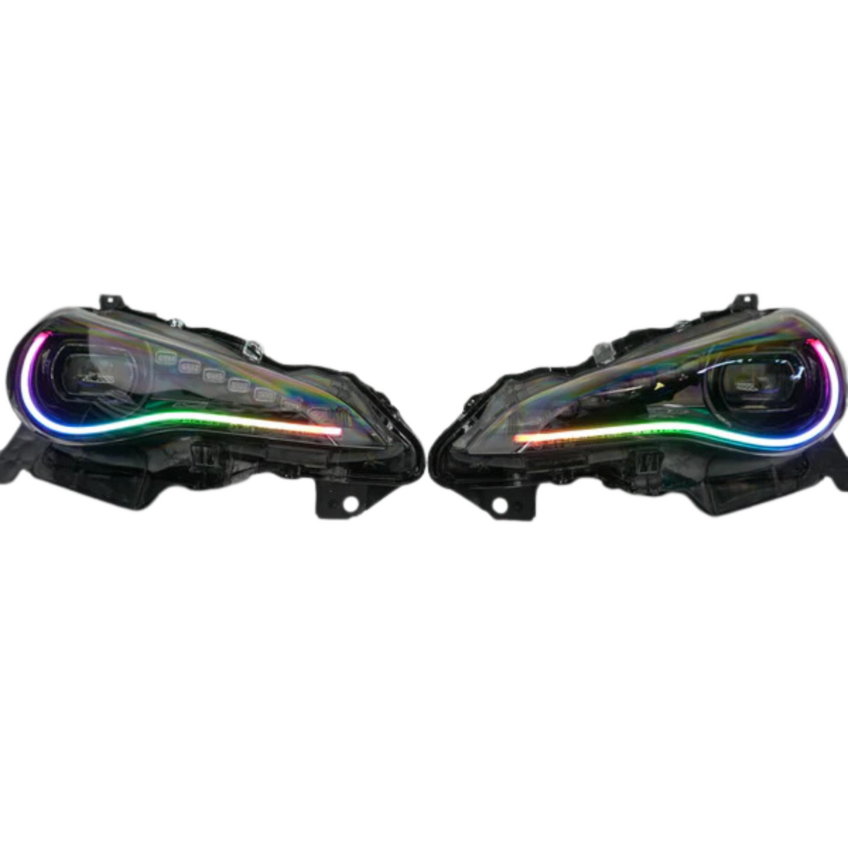 Scion FRS (2012-2016) / Subaru BRZ (2012-2018) / Toyota GT86 (2017-2018): Multicolor Flow Headlights + Demon eyes XB Morimoto – Custom Multicolor LED Lighting by RGB Halo Kits