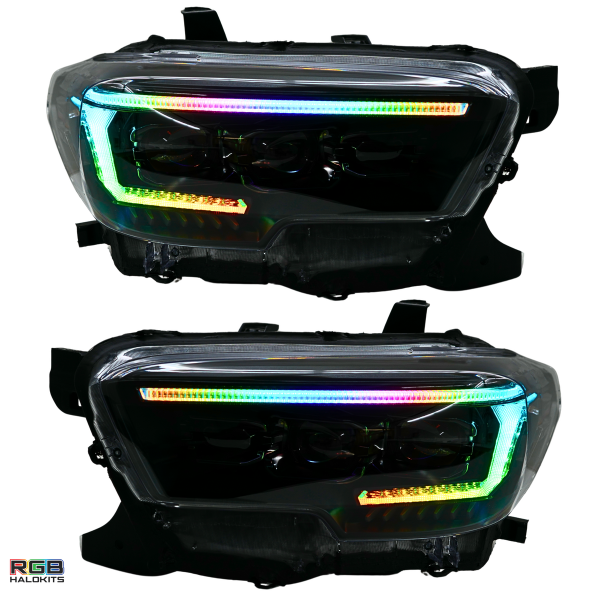 Toyota Tacoma: Multicolor Flow Series Headlights (2016-2023) | XB Evo – Custom Multicolor LED Lighting by RGB Halo Kits