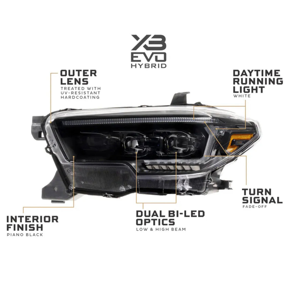 Toyota Tacoma: Multicolor Flow Series Headlights (2016-2023) | XB Evo Hybrid – Custom Multicolor LED Lighting by RGB Halo Kits