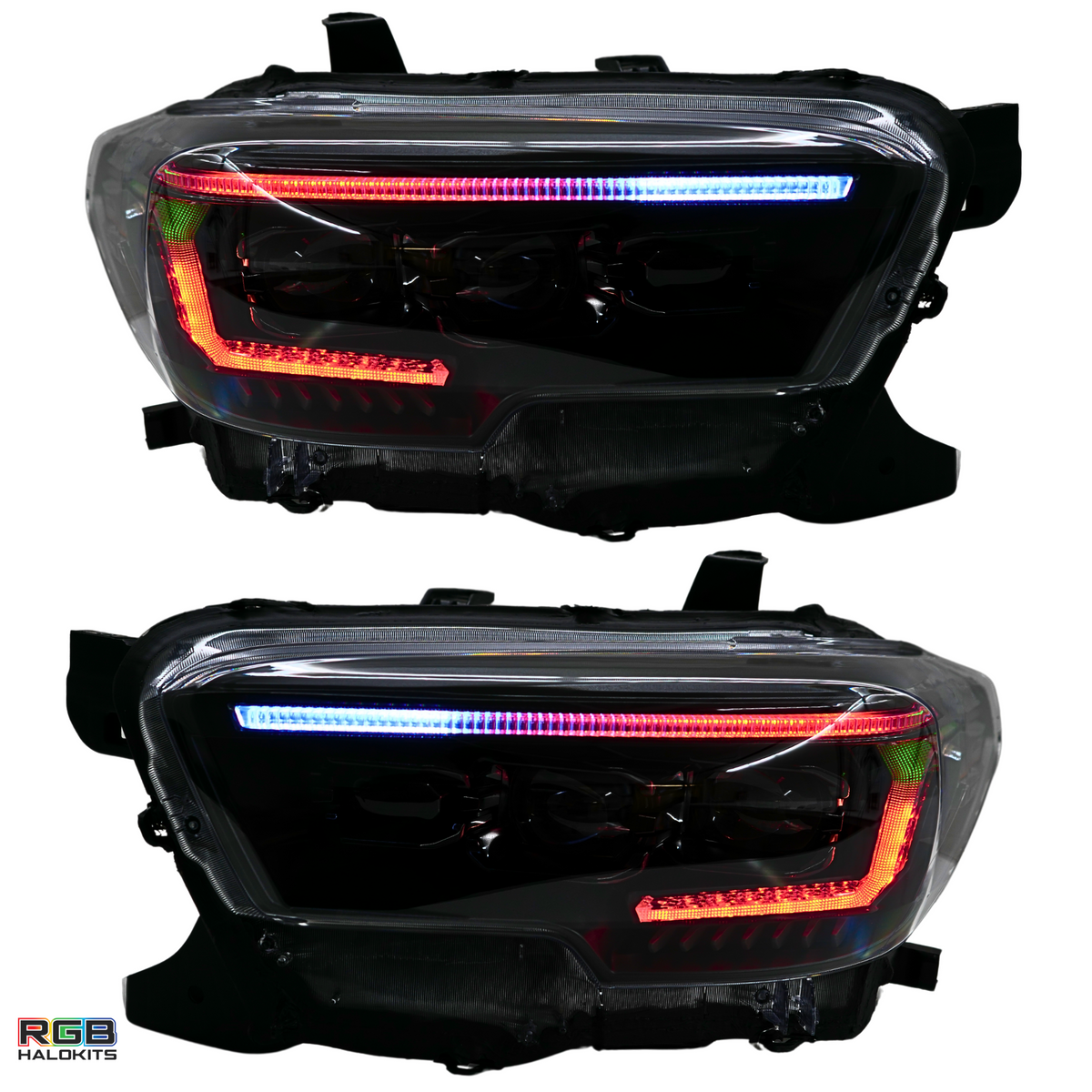 Toyota Tacoma: Multicolor Flow Series Headlights (2016-2023) | XB Evo – Custom Multicolor LED Lighting by RGB Halo Kits