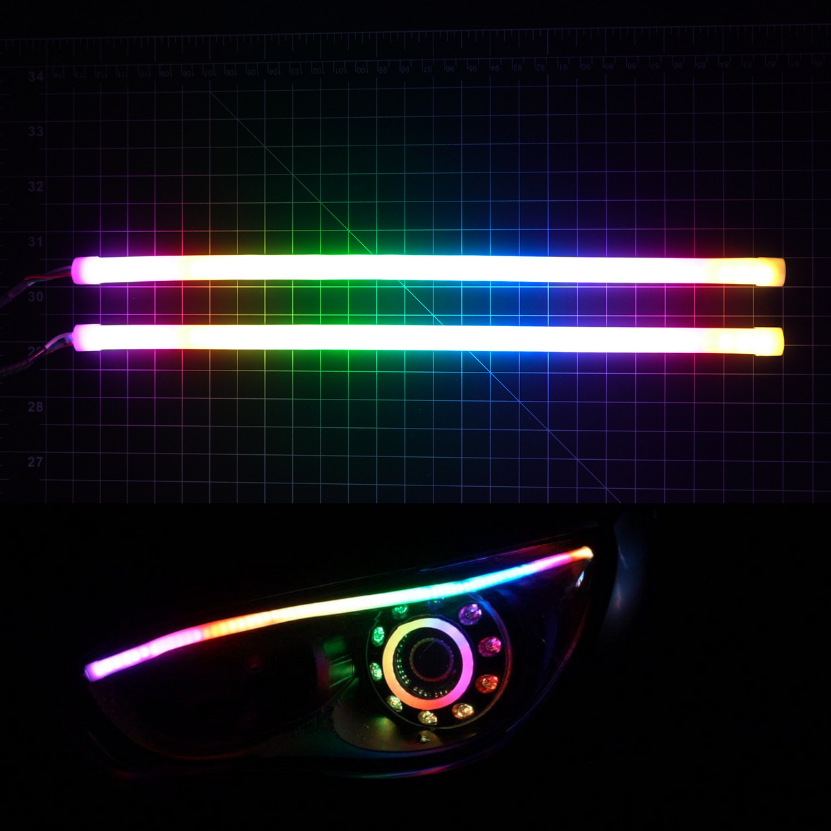 Universal Flexible DRL Tube Diffused Strips | Multicolor – Custom Multicolor LED Lighting by RGB Halo Kits