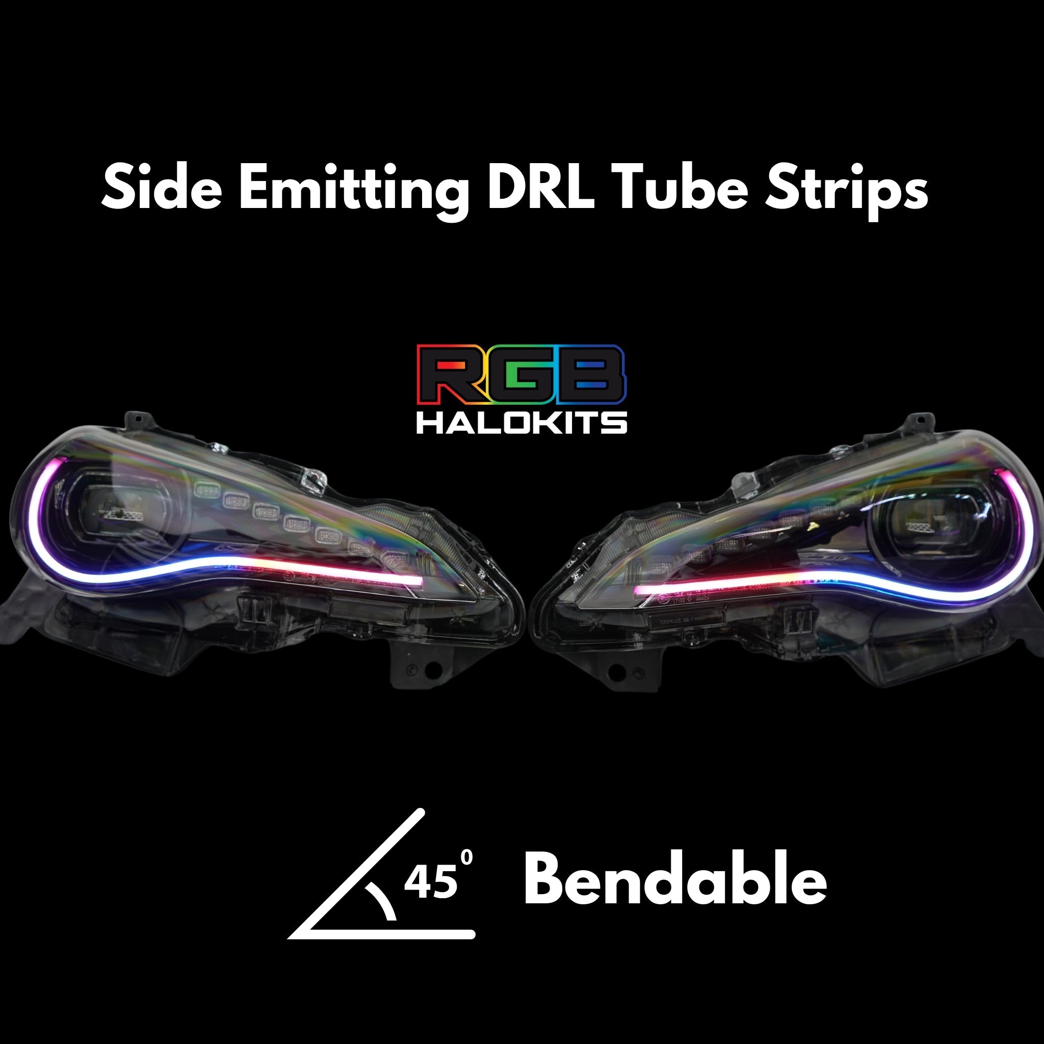 Universal Side Emitting Flexible DRL Diffused Strips | Multicolor – Custom Multicolor LED Lighting by RGB Halo Kits