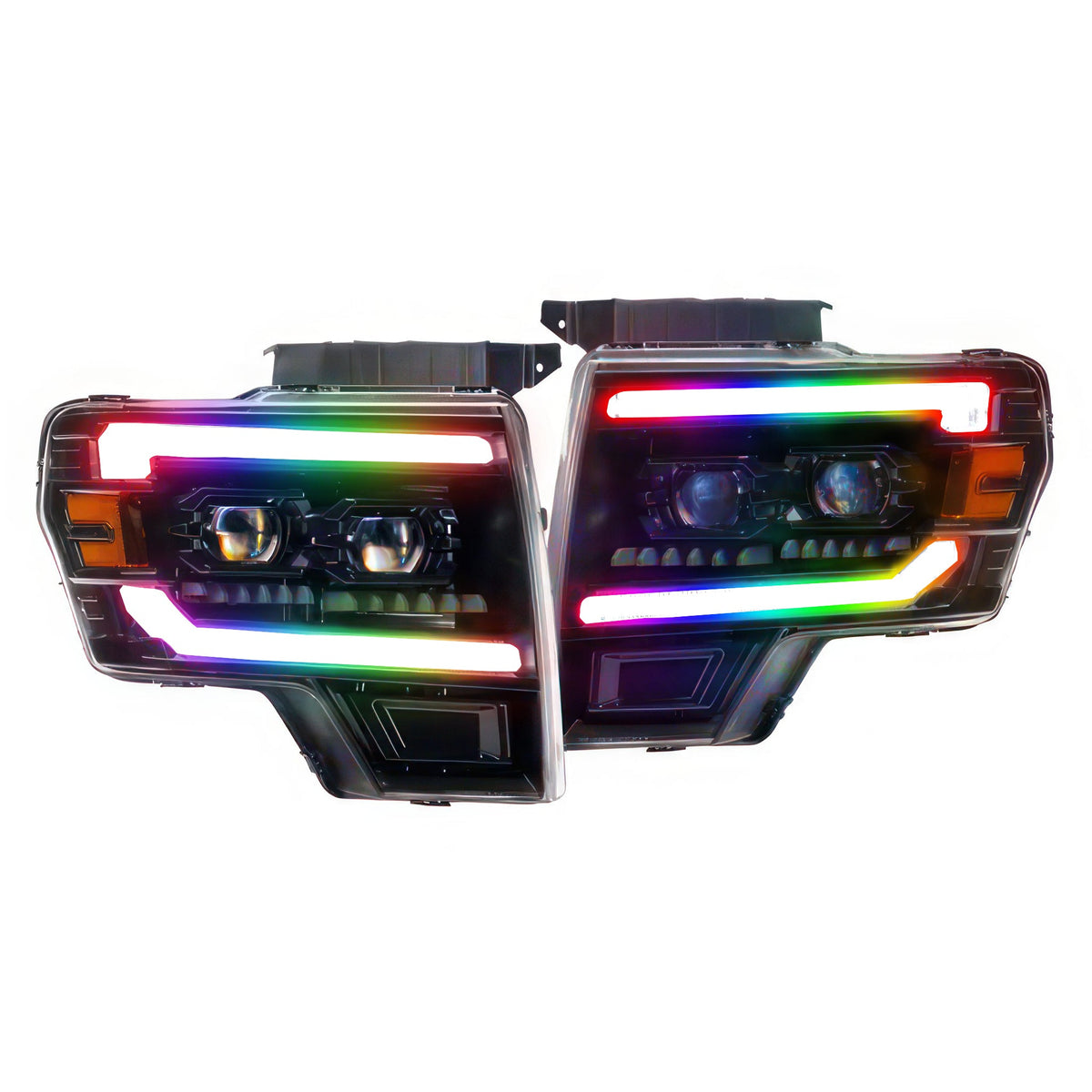 Ford F150: Multicolor Flow Series Headlights (2009-2014) | XB Evo Hybrid – Custom Multicolor LED Lighting by RGB Halo Kits