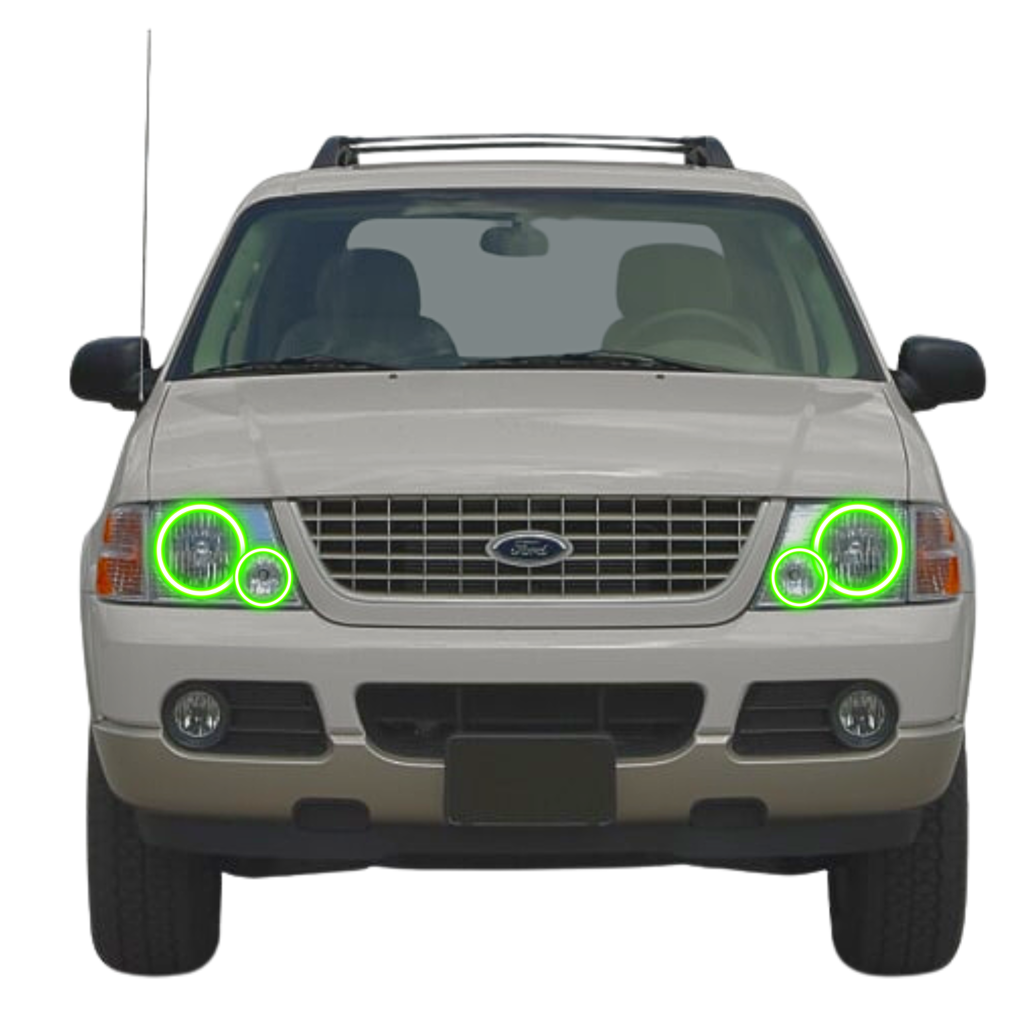 2002-2005 Ford Explorer Multicolor Halo Kit - RGB Halo Kits Multicolor Flow Series Color Chasing RGBWA LED headlight kit Colorshift Oracle Lighting Trendz OneUpLighting Morimoto theretrofitsource AutoLEDTech Diode Dynamics